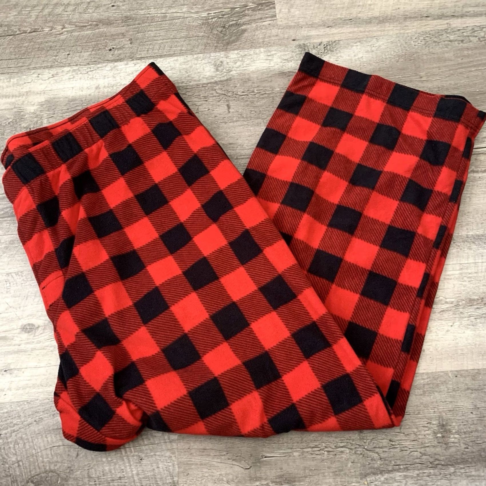 Vintage WONDERSHOP Fleece Pants Mens 3XL Red Black Buffalo Plaid Pajama Pants Lounge Sleepwear Winter Holiday Classic Elastic Waist Machine Washable Size US 39 - 6 Thumbnail