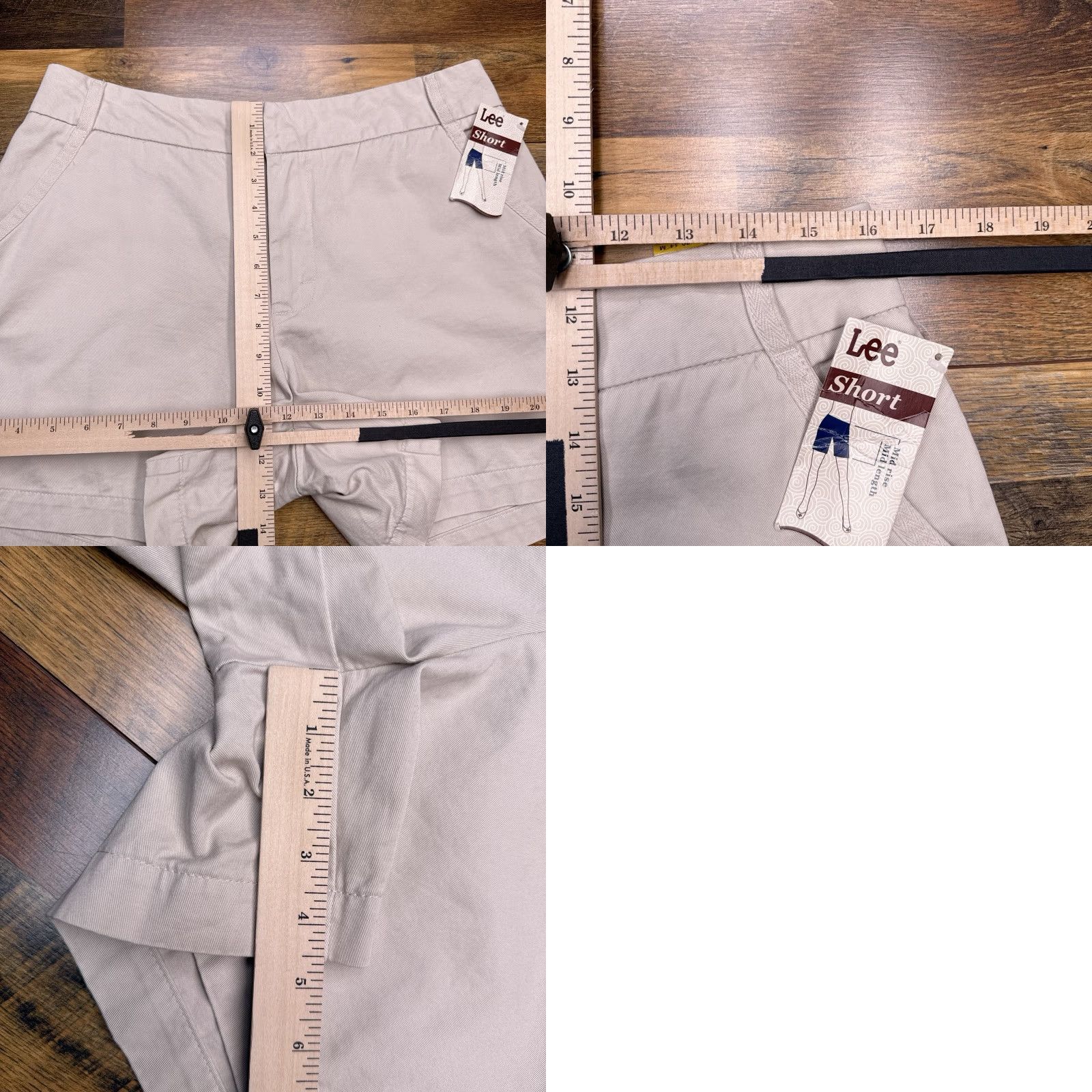 Lee Lee Shorts Womens 14M Khaki Beige Mid Rise Chino Casual Regular 4.5in Inseam Size 36" / US 14 / IT 50 - 8 Thumbnail