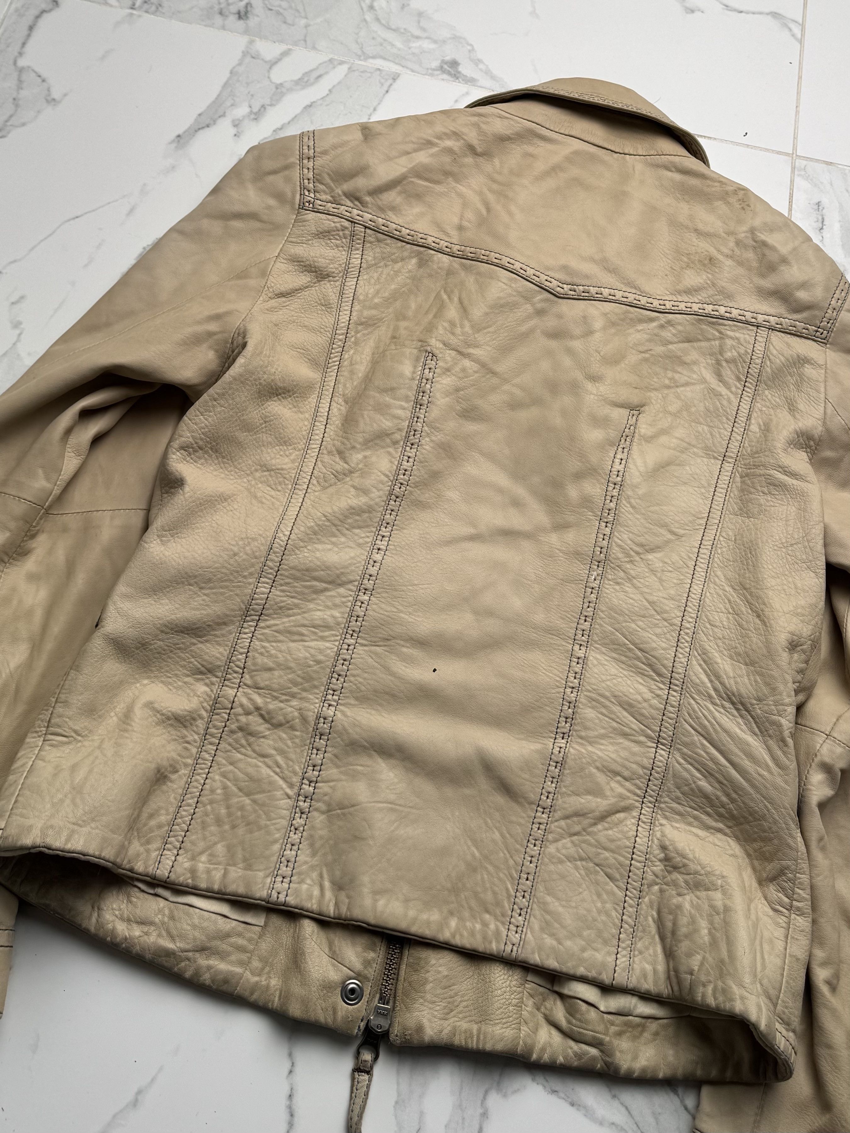 Genuine Leather Vintage Women's Beige Leather Jacket Button Up Casual Fitted Size M / US 6-8 / IT 42-44 - 14 Thumbnail