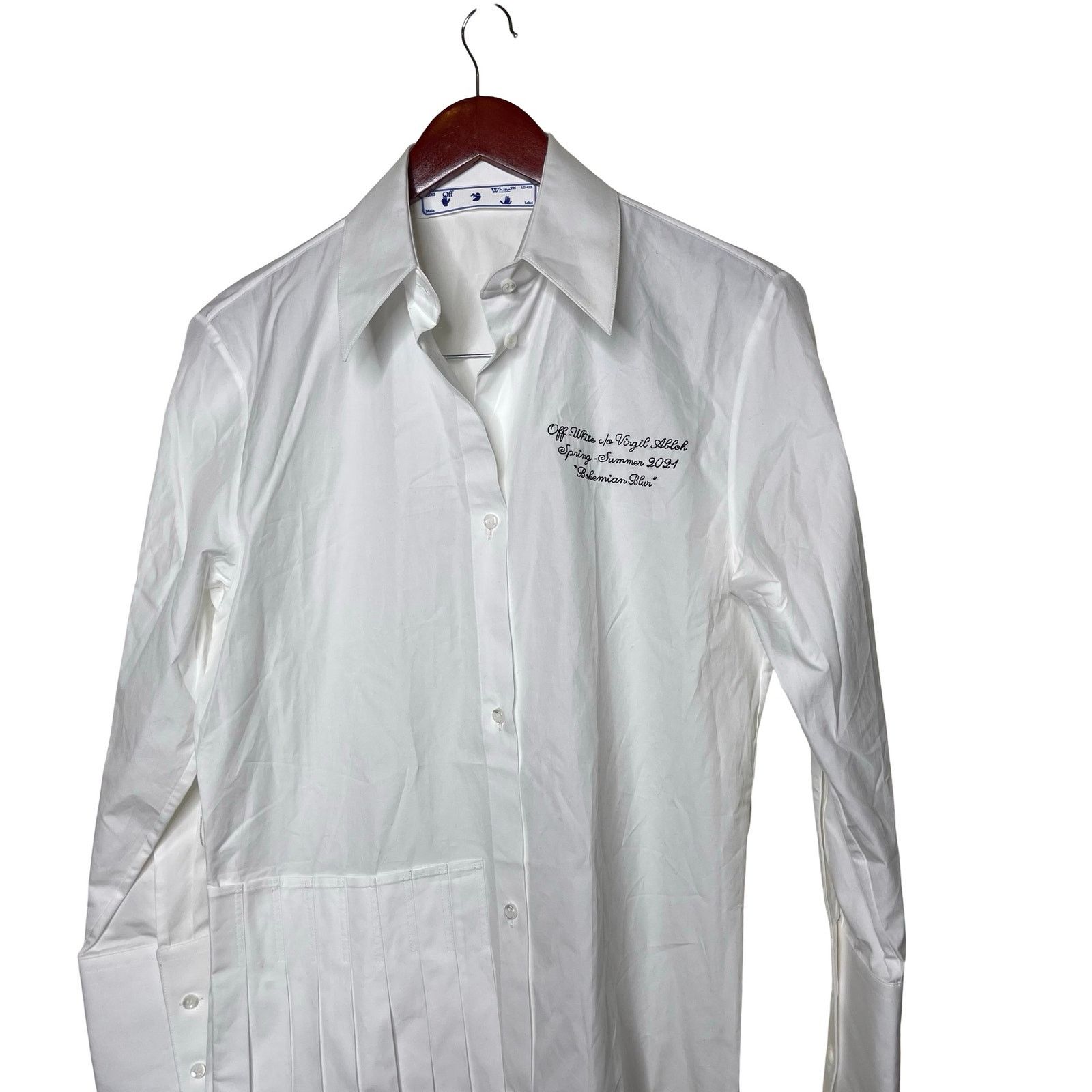 Off-White NWT OFF WHITE Popeline Pleated Shirt Dress crisp cotton Size XS / US 0-2 / IT 36-38 - 4 Thumbnail