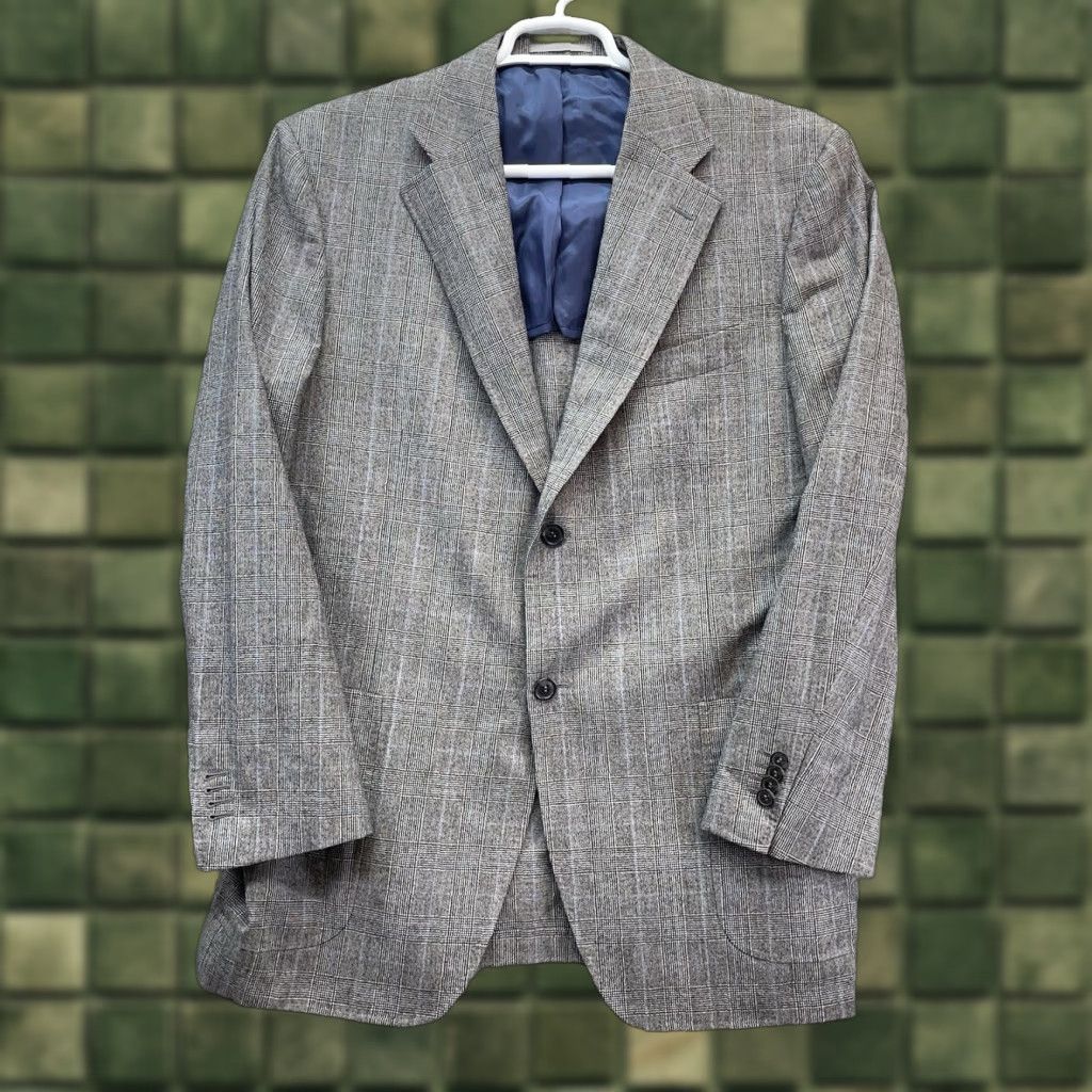 Suitsupply Suitsupply Blazer Men 54 Suit Jacket Sport Coat Plaid Wool Gray Notch 2-Button 4-Button Surgeon Cuffs Double-Vented Regular Size 54R - 1 Thumbnail