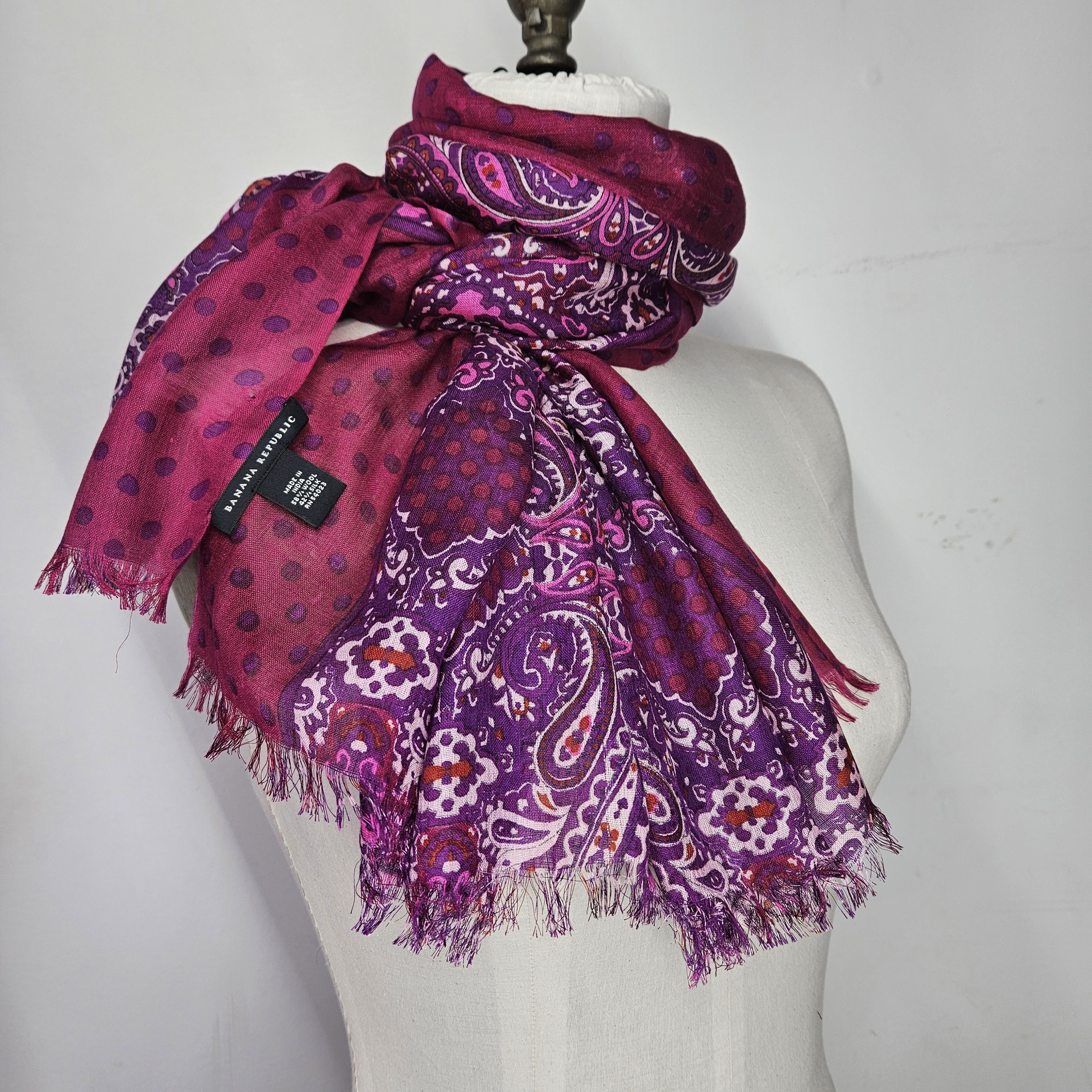 Banana Republic Banana Republic 60x37" Sarong Scarf Silk Wool Floral Paisley Size ONE SIZE - 1 Thumbnail
