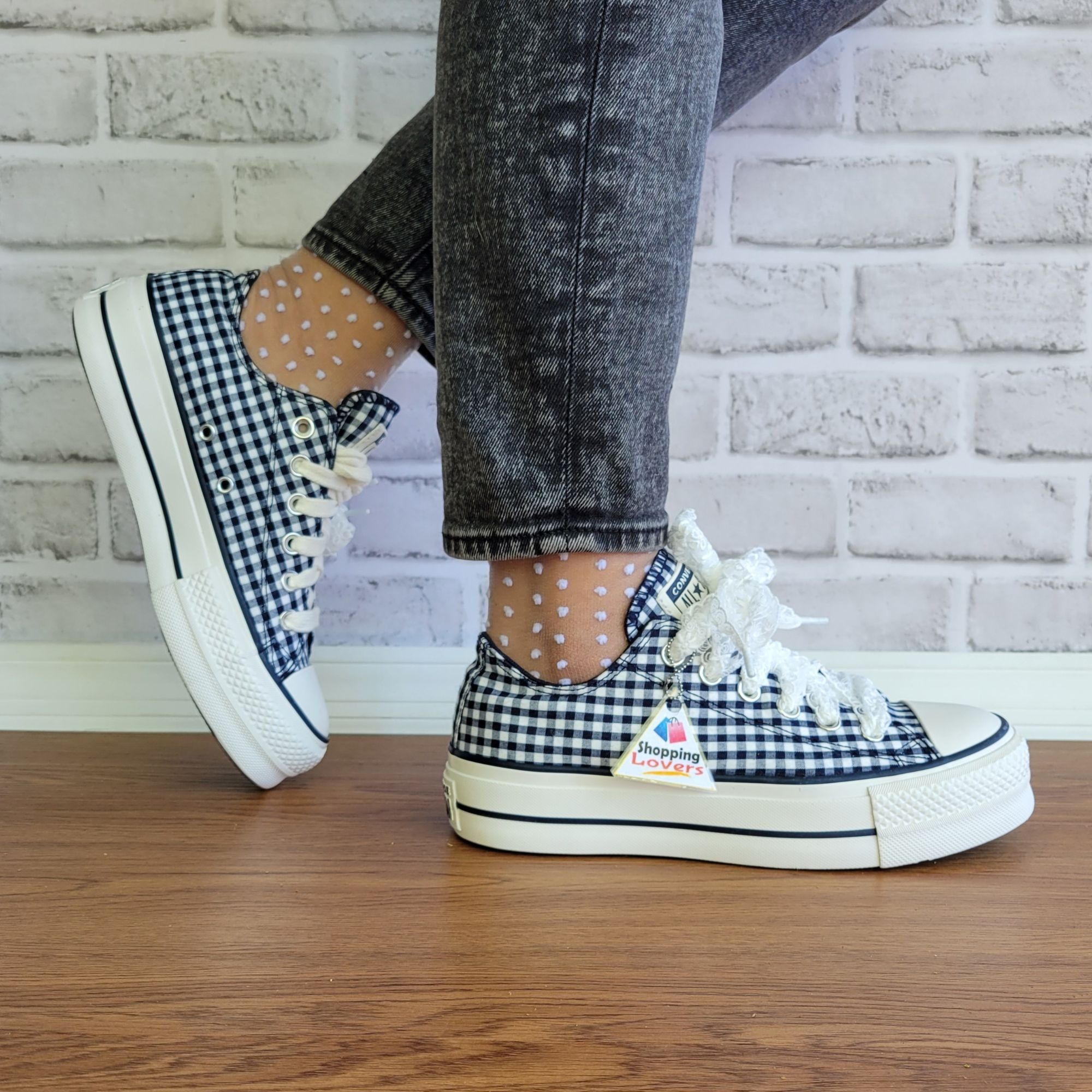 Converse ❤️Chuck Taylor All Star Lift Gingham 11 Womens Shoes Navy Wh Size US 11 / IT 41 - 3 Thumbnail