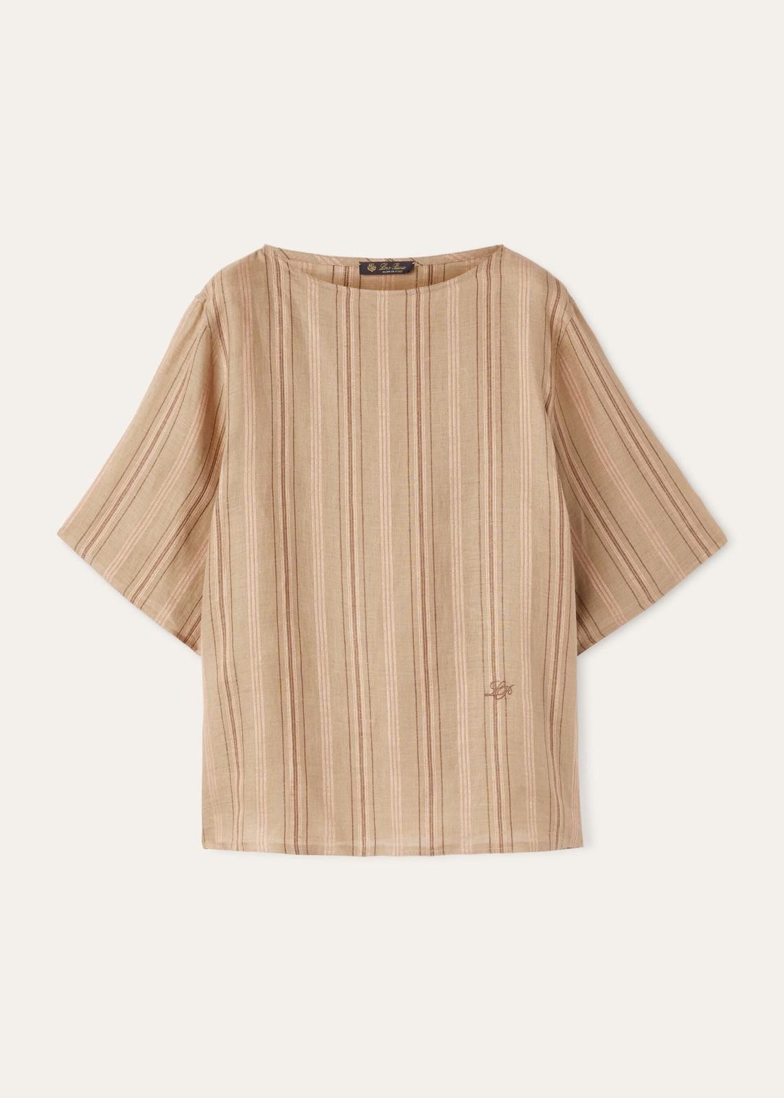 Loro Piana o1srvl11e0725 FAO0488 Mara Linen T-Shirt in Beige Size S / US 4 / IT 40 - 1 Thumbnail
