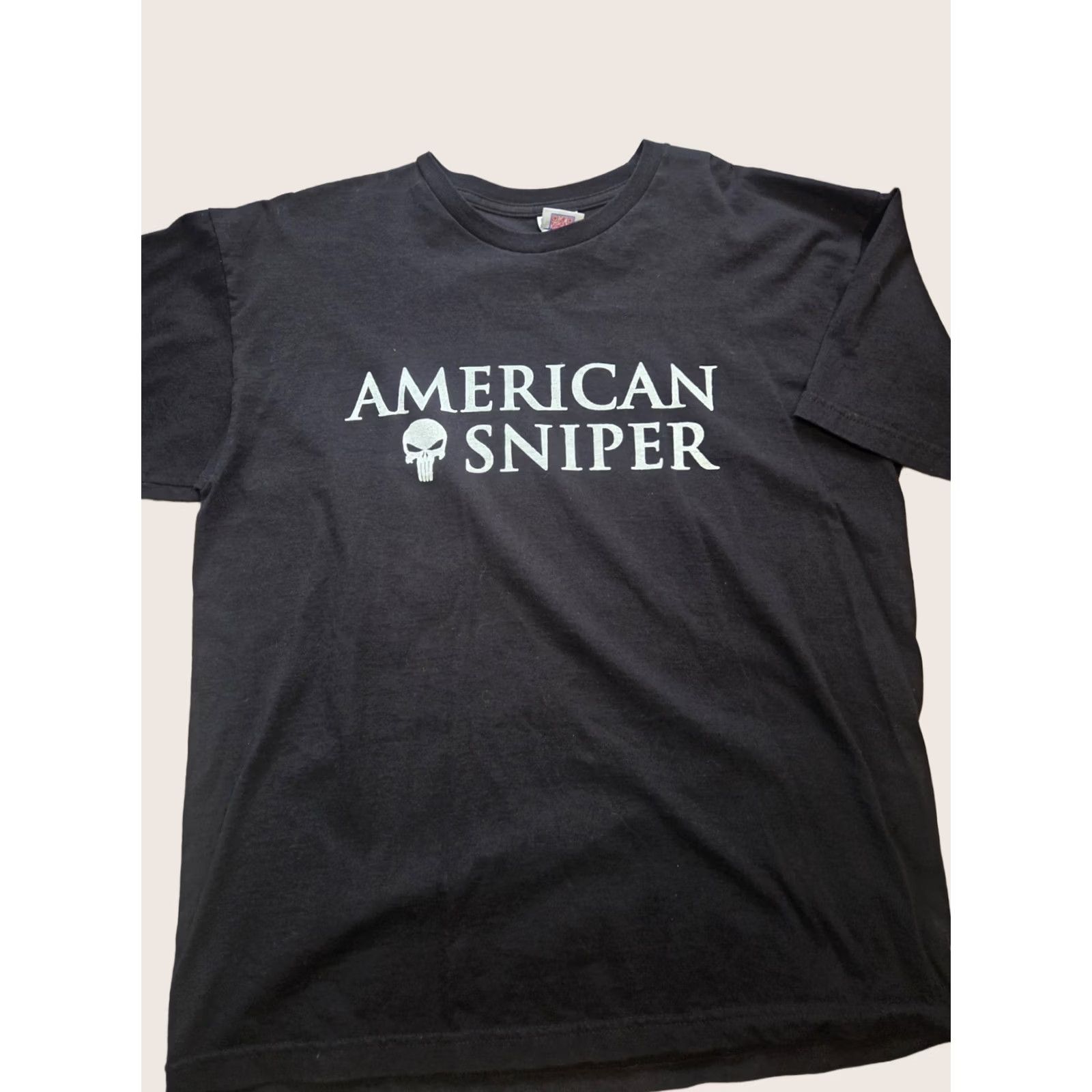Vintage American Sniper T Shirt Mens Large Black Short Sleeve Skull Graphic Chris Kyle Bayside Gildan Softstyle Size US L / EU 52-54 / 3 - 1 Thumbnail