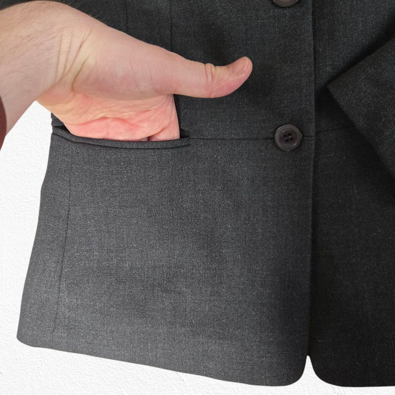 Vintage Vintage Kasper Gray Wool Blazer Jacket Size 4 Size S / US 4 / IT 40 - 4 Thumbnail