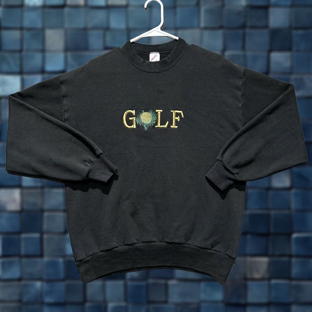 Jerzees VINTAGE Jerzees Sweatshirt Men Large Black Golf Embroidered Crewneck USA Nike Size US L / EU 52-54 / 3 - 1 Thumbnail