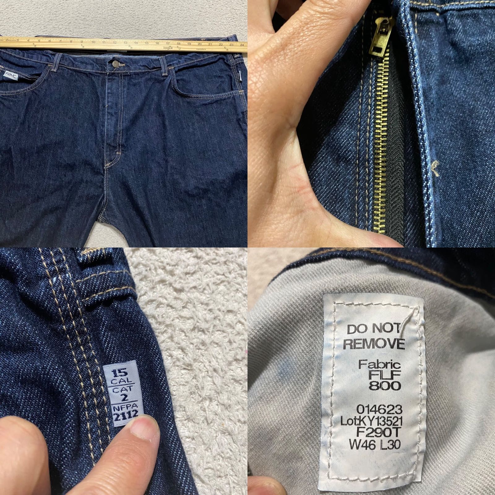Denime Tyndale Jeans Men 42x30 Blue Denim Straight Arc Rated 15 Flame Resistant 5-Pocket Design Tight Size US 42 / EU 58 - 8 Thumbnail