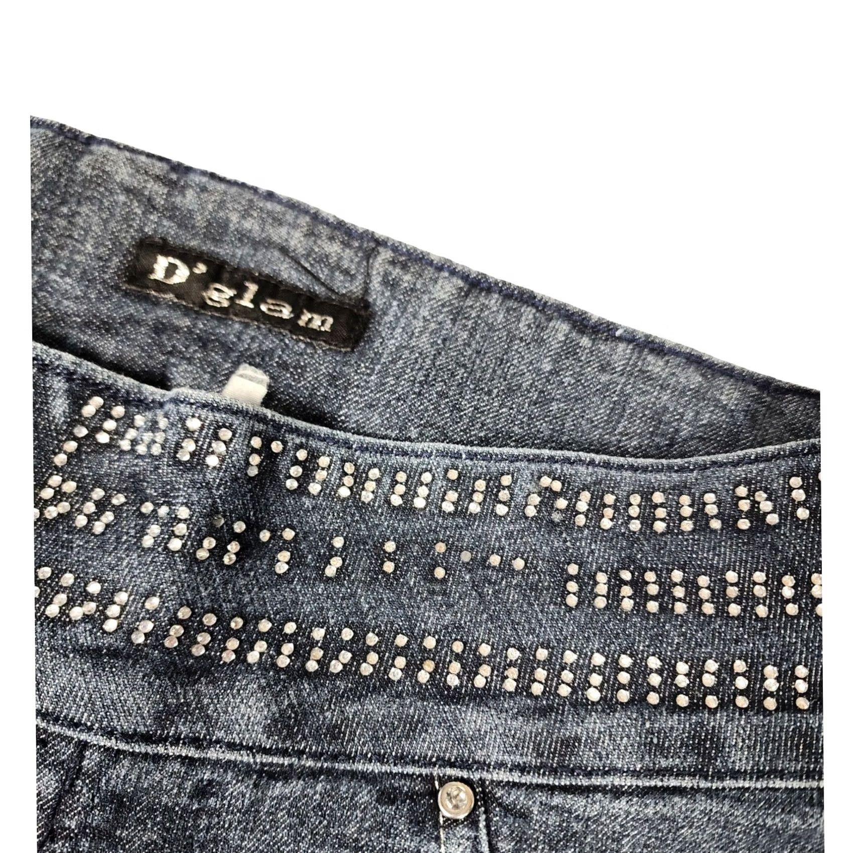 Vintage D'glam Rhinestone Embellished Slim Jeans Size 7 Dark Wash Triple Y2K Women Size 28" / US 6 / IT 42 - 7 Thumbnail