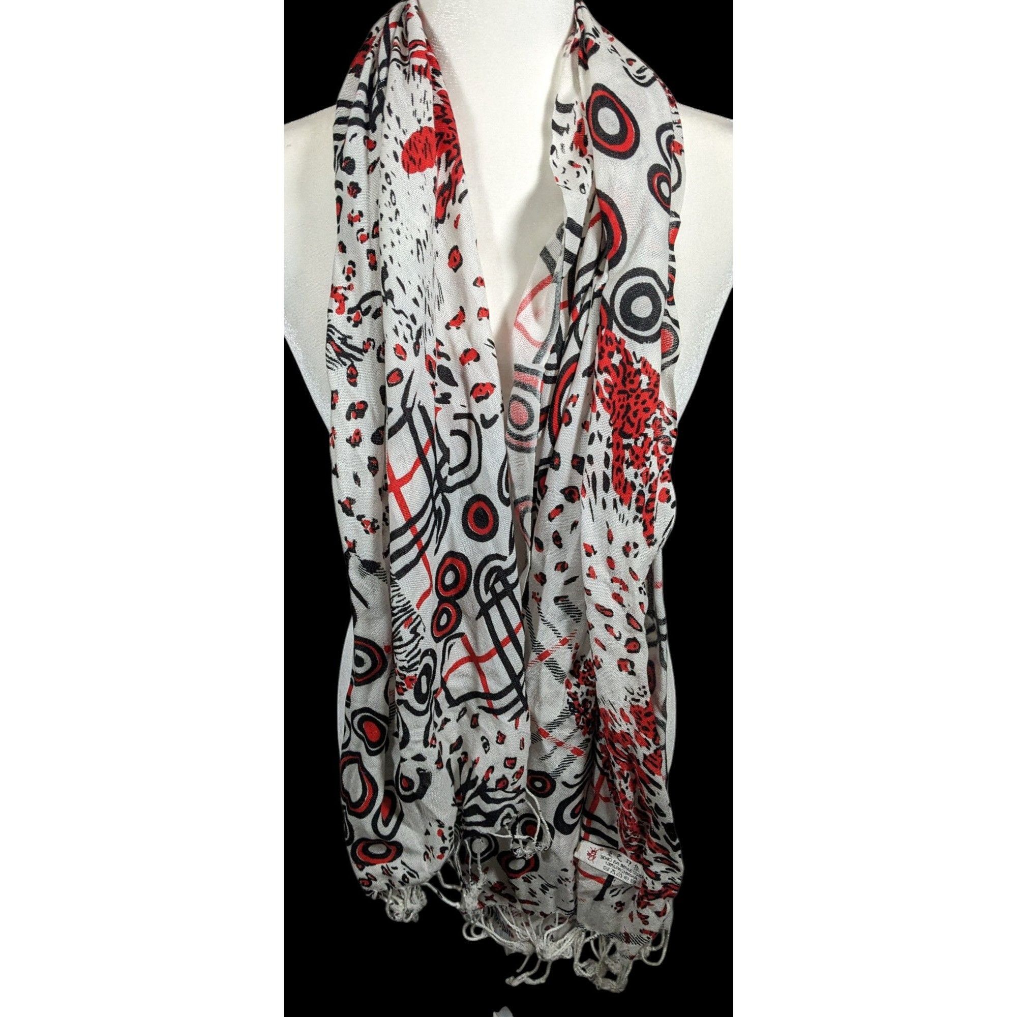 Other Abstract Punk Red White And Black Pashmina Scarf Size ONE SIZE - 6 Thumbnail