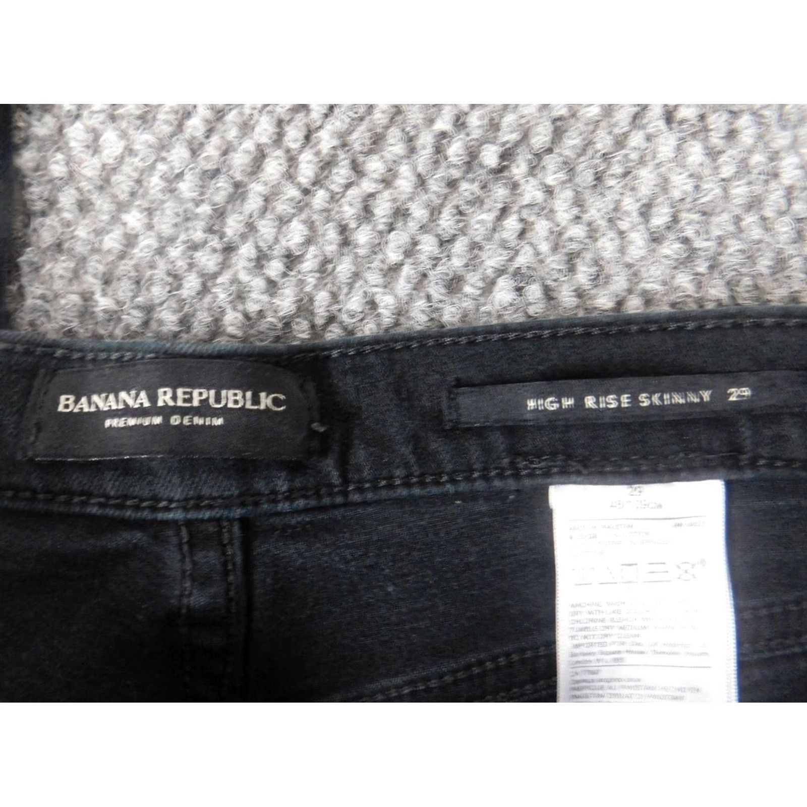 Banana Republic Banana Republic Jeans Womens 29 Black Skinny High Rise Denim Regular 29 Inseam 24 Stretch Button Zip Size 29" - 3 Thumbnail