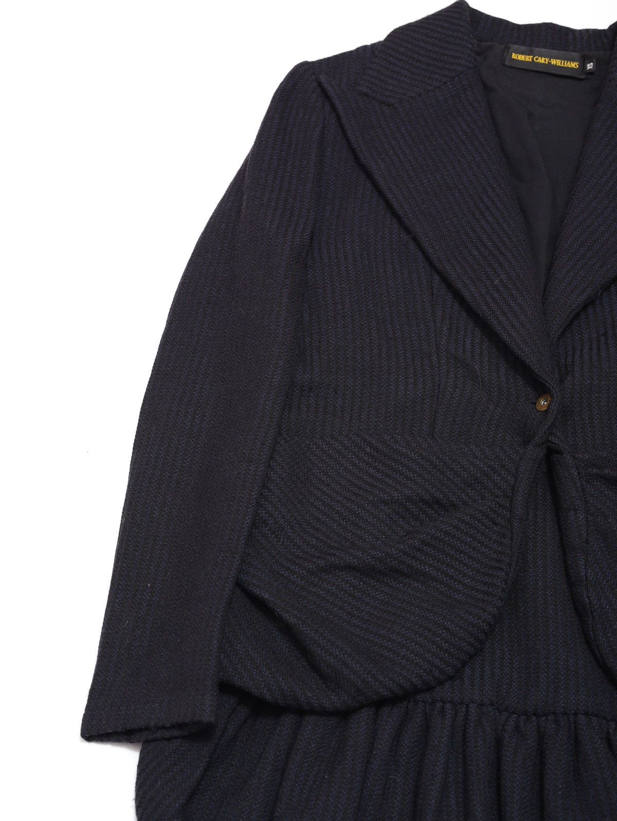 Other Robert Cary Williams Navy Wool Striped Long Blazer Jacket Size XS / US 0-2 / IT 36-38 - 9 Thumbnail