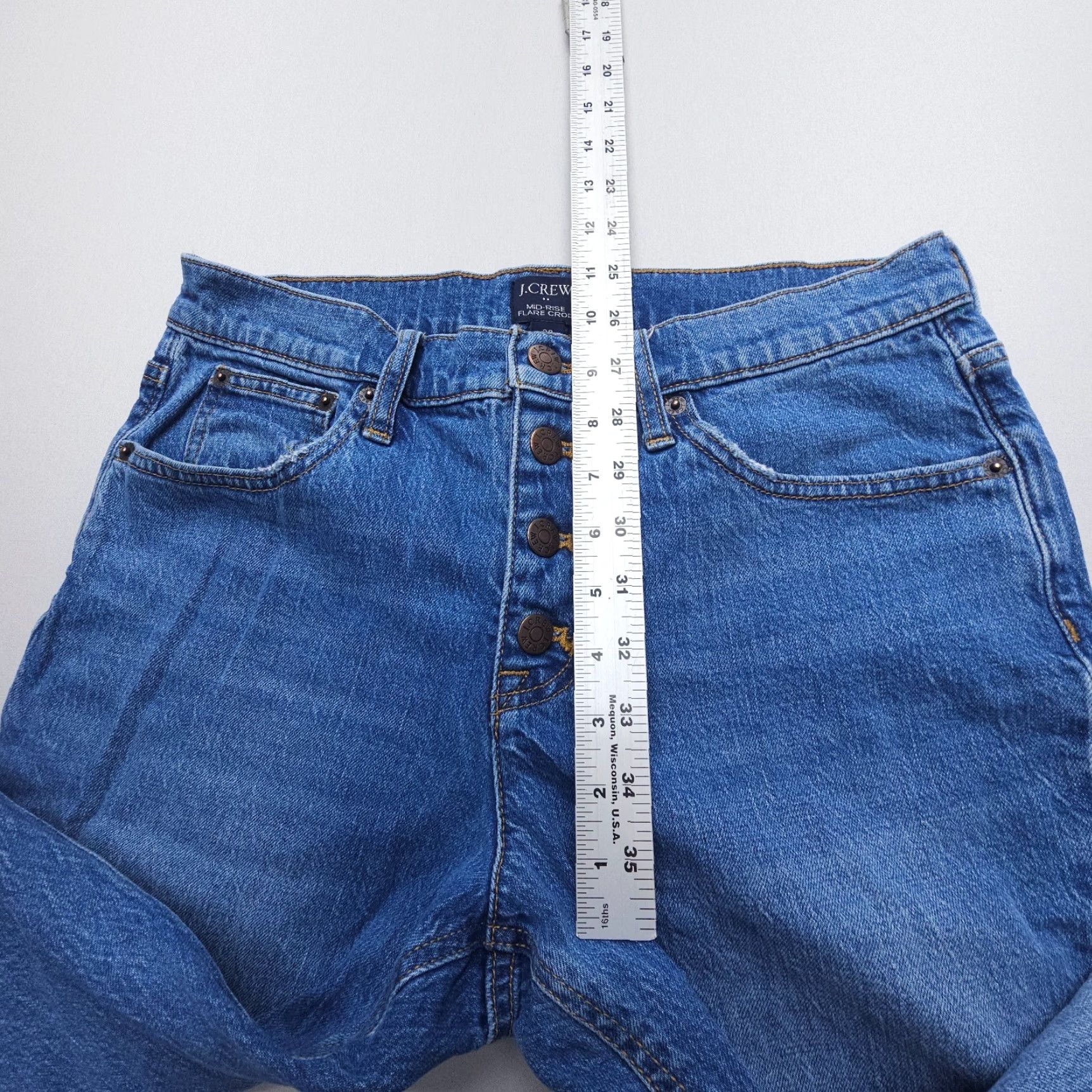 J.Crew J.CREW Jeans Mid Rise Flare Crop 28 Blue Denim 24" Inseam 5-Pocket City Vintage: No Size 28" / US 6 / IT 42 - 6 Thumbnail