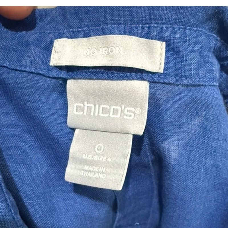 Chicos Chico's Tunic Shirt Womens Size 0/4 Blue Button-Up Collared Size S / US 4 / IT 40 - 3 Thumbnail