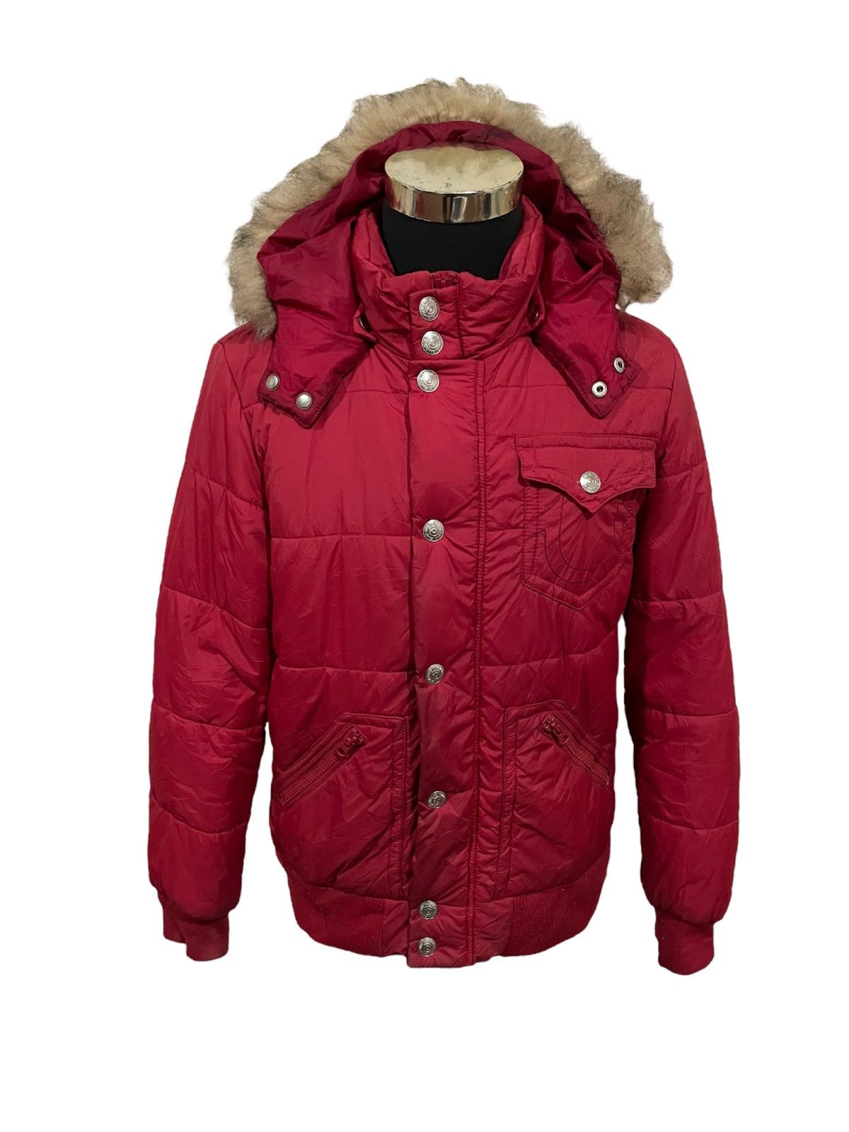 image of Ski x True Religion Puffer Snowman Jacket in Red, Men's (Size Large)