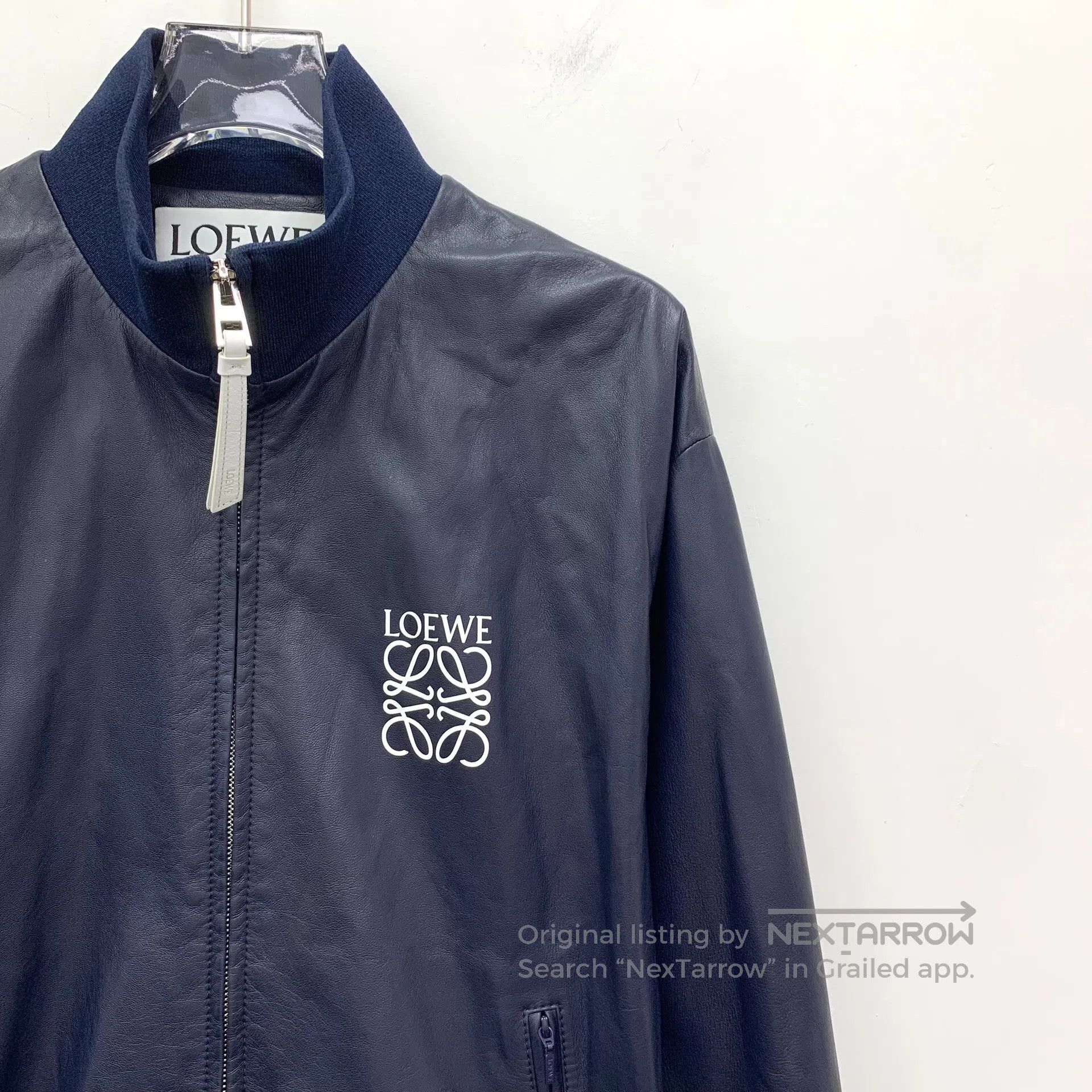 Loewe Loewe Dark Blue Sheep Leather Logo Embroidery Lapel Zipper Size XS / US 0-2 / IT 36-38 - 3 Thumbnail