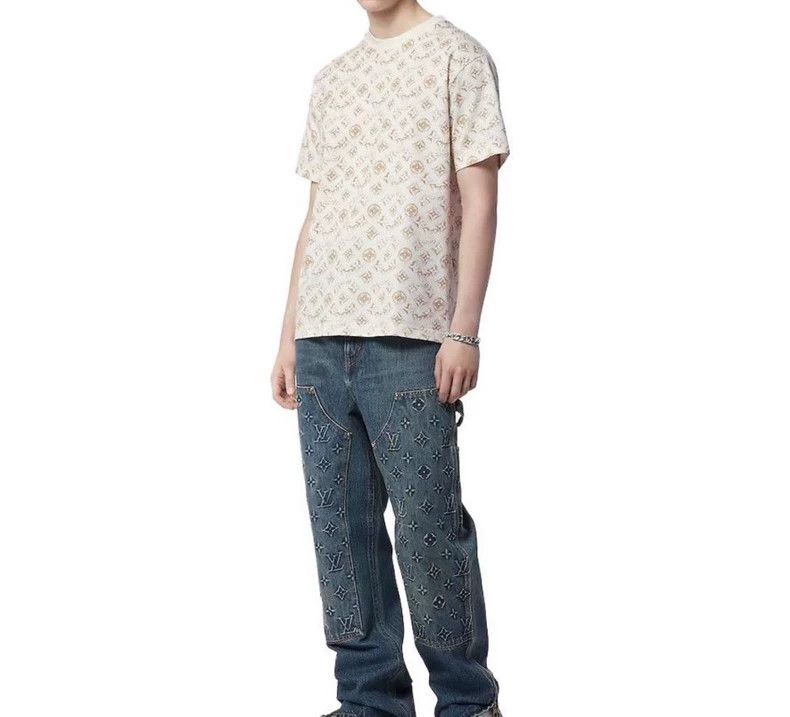 Louis Vuitton Louis Vuitton Beige presbyopic full print short sleeve T-s Size US XL / EU 56 / 4 - 1 Thumbnail