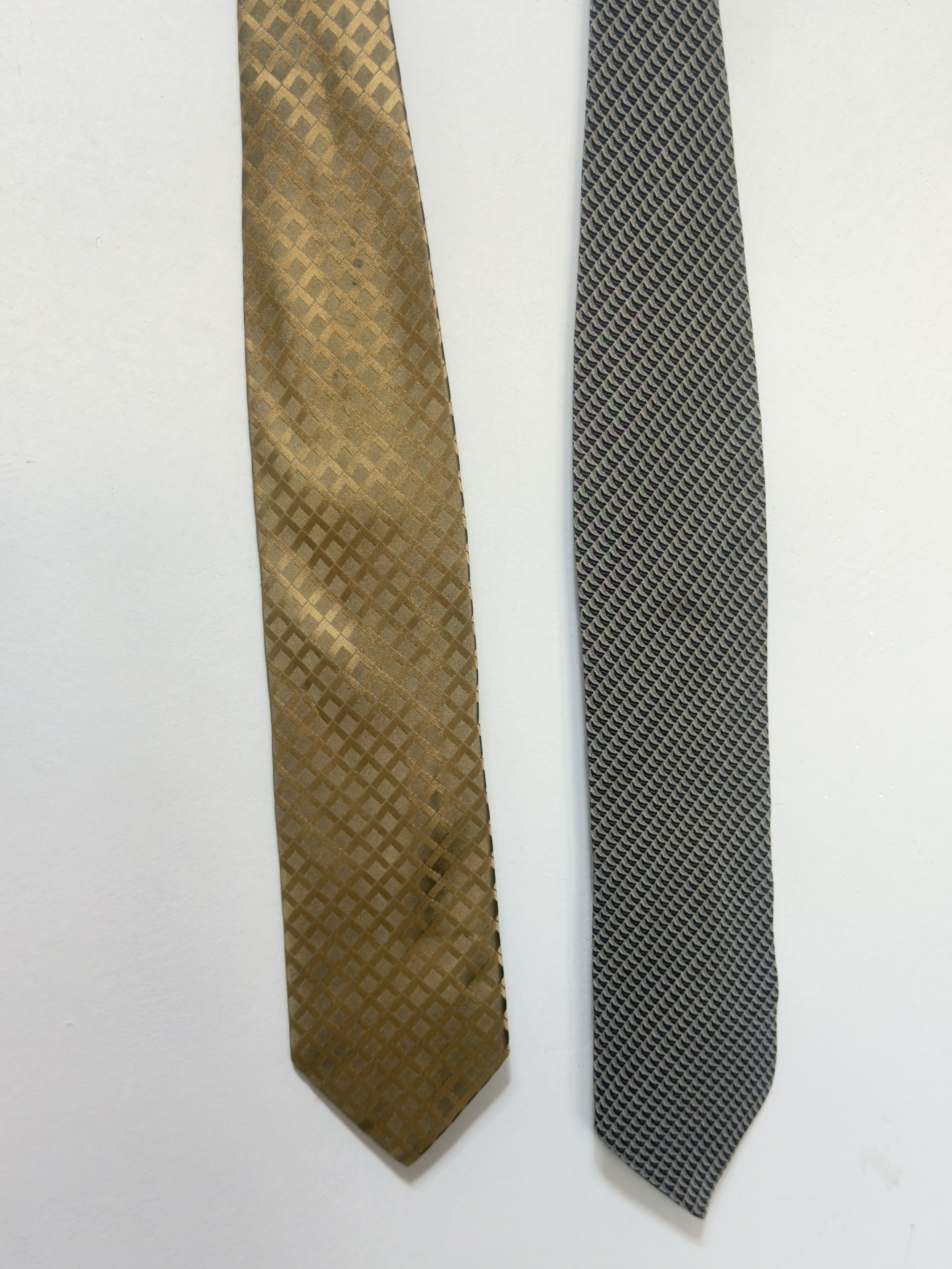 Emporio Armani × Giorgio Armani 2x gold silk tie Giorgio Emporio Armani gold and blue navy Size ONE SIZE - 3 Thumbnail