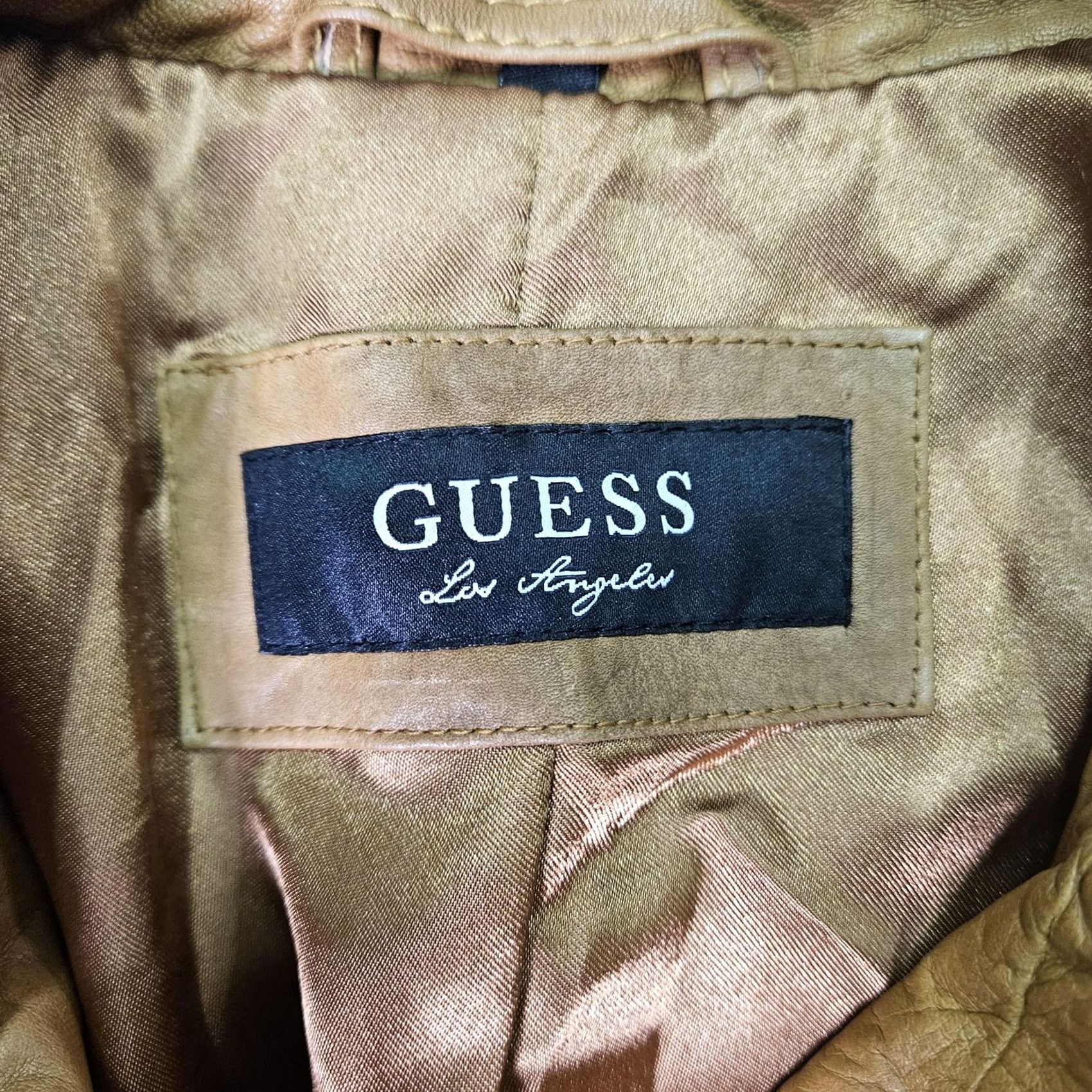 Guess GUESS Jacket Womens Medium Brown Leather Quilted Full Zip Collared Short Fitted Size 32" / US 10 / IT 46 - 2 Thumbnail