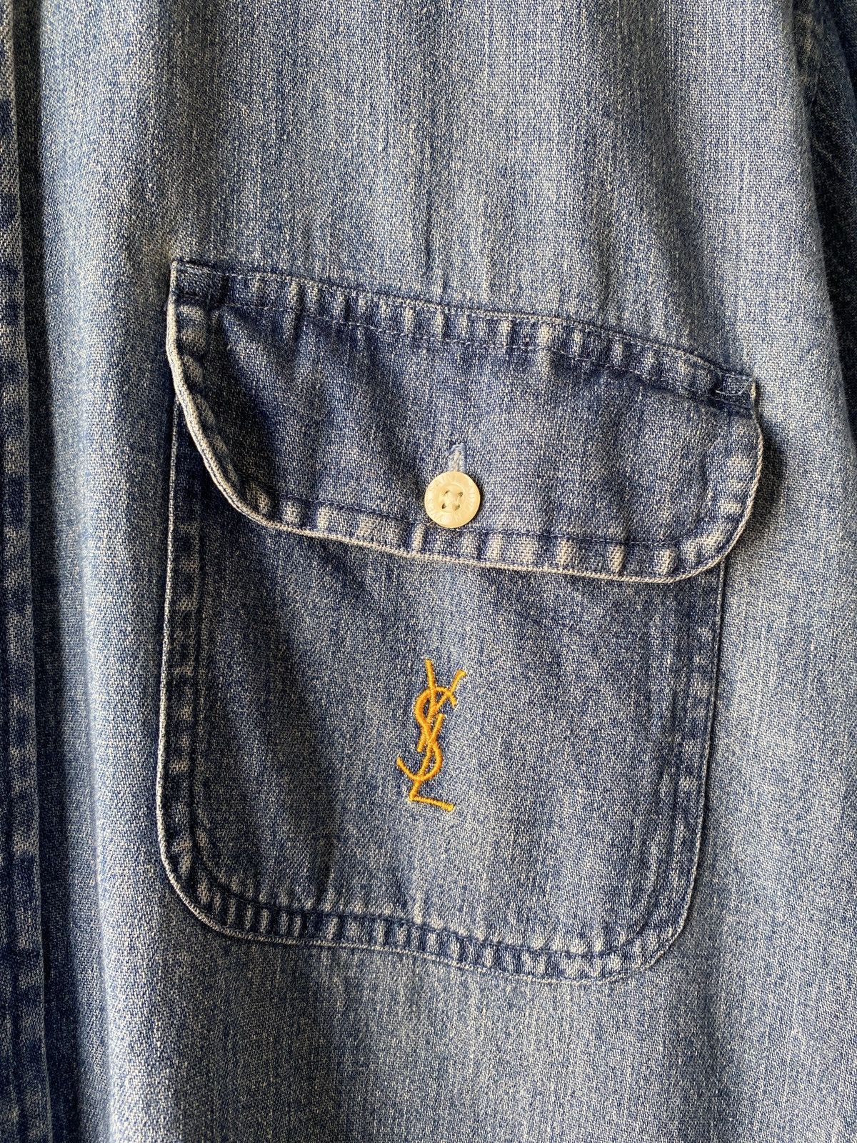 Vintage 1990s - YvesSaintLaurent Pour Homme Button Up Jeans Shirt Size US M / EU 48-50 / 2 - 8 Thumbnail