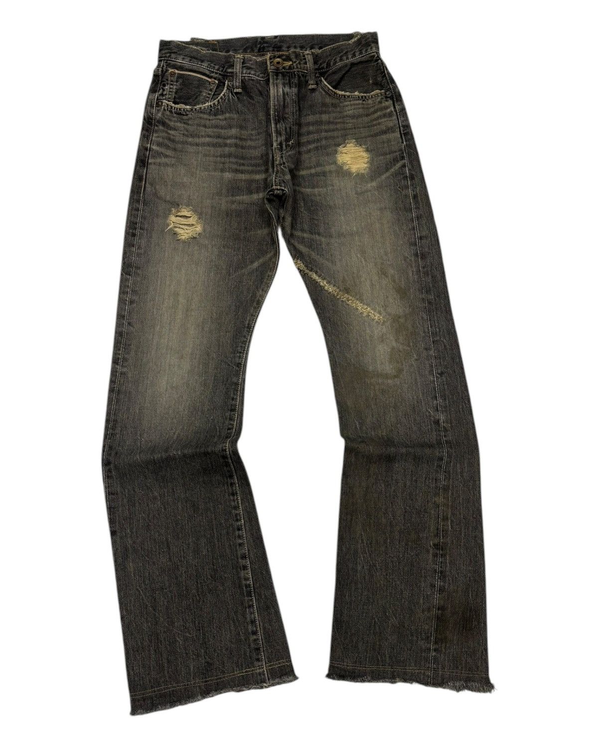 14th Addiction Flare Jeans Edwin 505s Selvedge Mud Wash Flare Denim Jeans Size US 29 - 14 Thumbnail