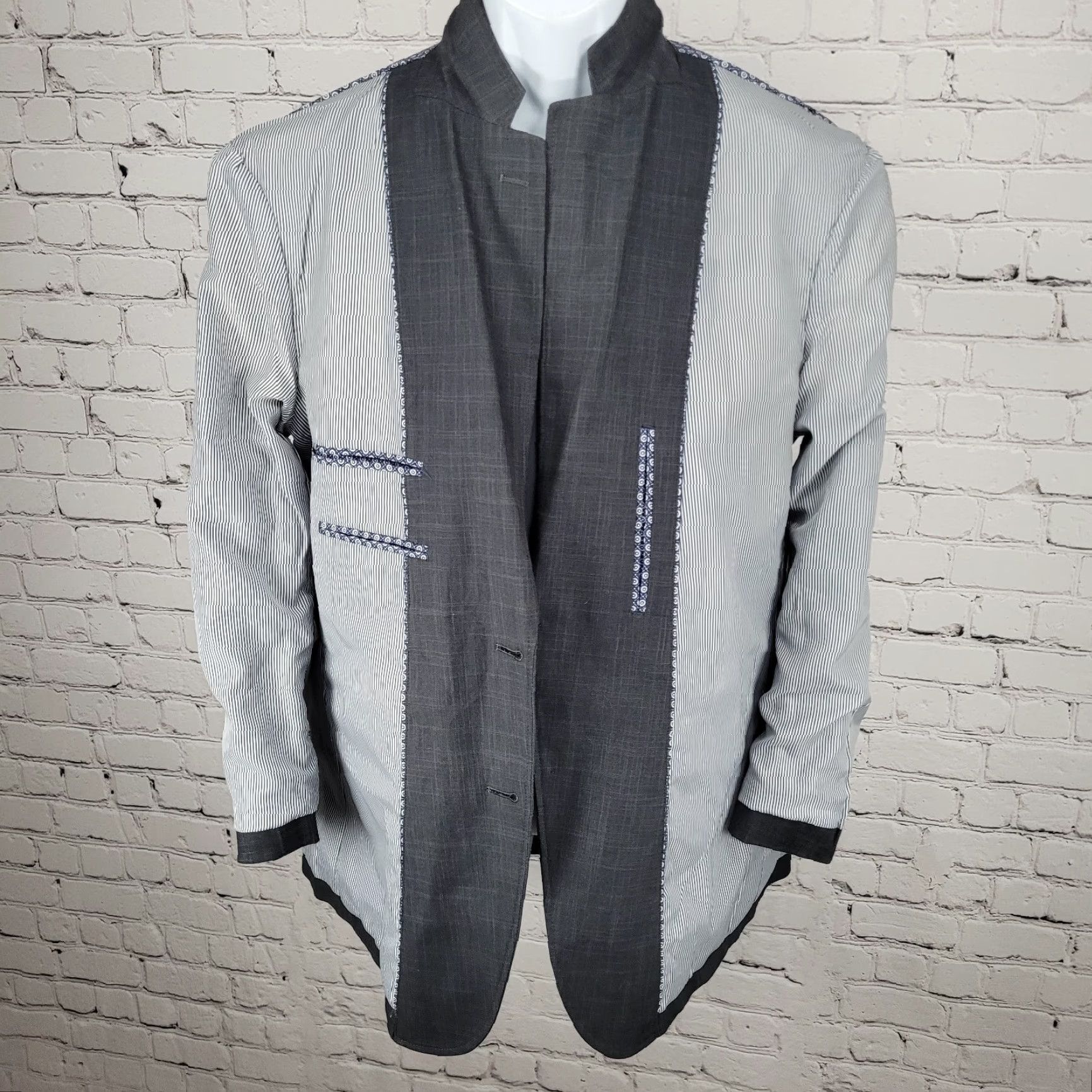 Joseph Abboud Joseph Abboud Blazer Shirt? Notch 2 Button Grey Cotton 100% M Adult Men Jacket Regular Size M Size 40R - 5 Thumbnail