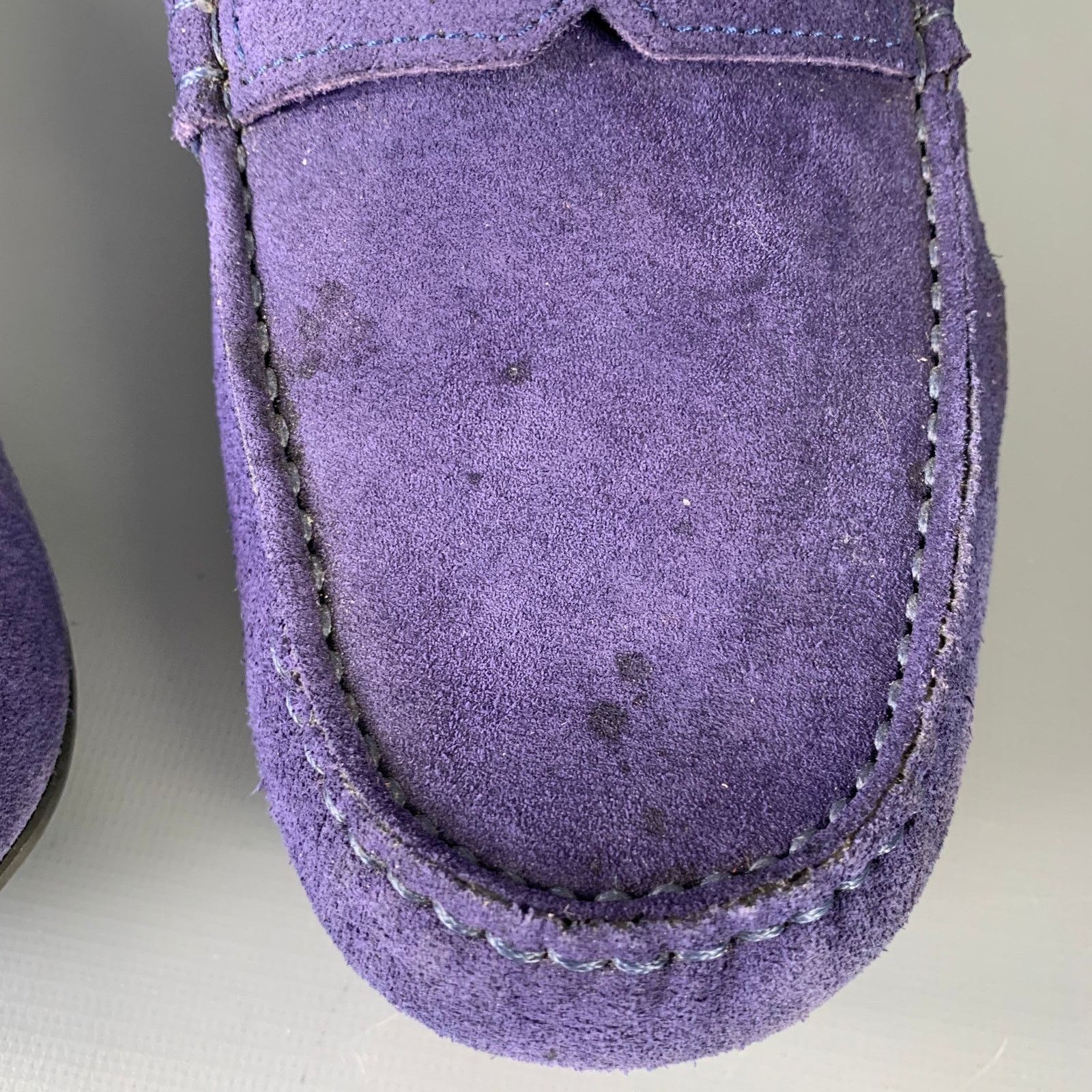 Versace VERSACE Bluette Oro- Purple Textured Suede Drivers Loafers Size US 8 / EU 41 - 12 Thumbnail