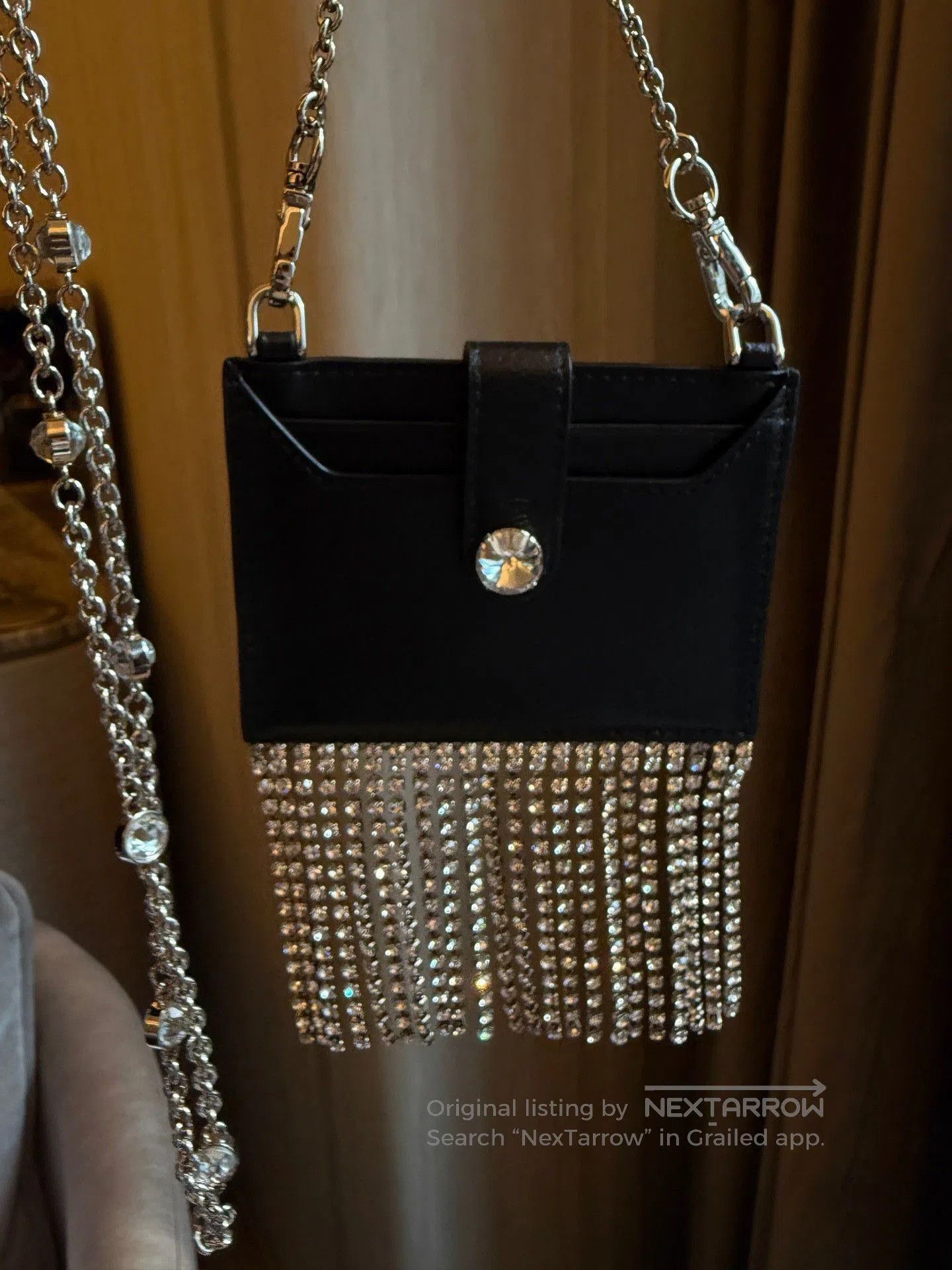 Miu Miu Miumiu Crystal Tassel Chain Crossbody Card Case. Size ONE SIZE - 4 Thumbnail
