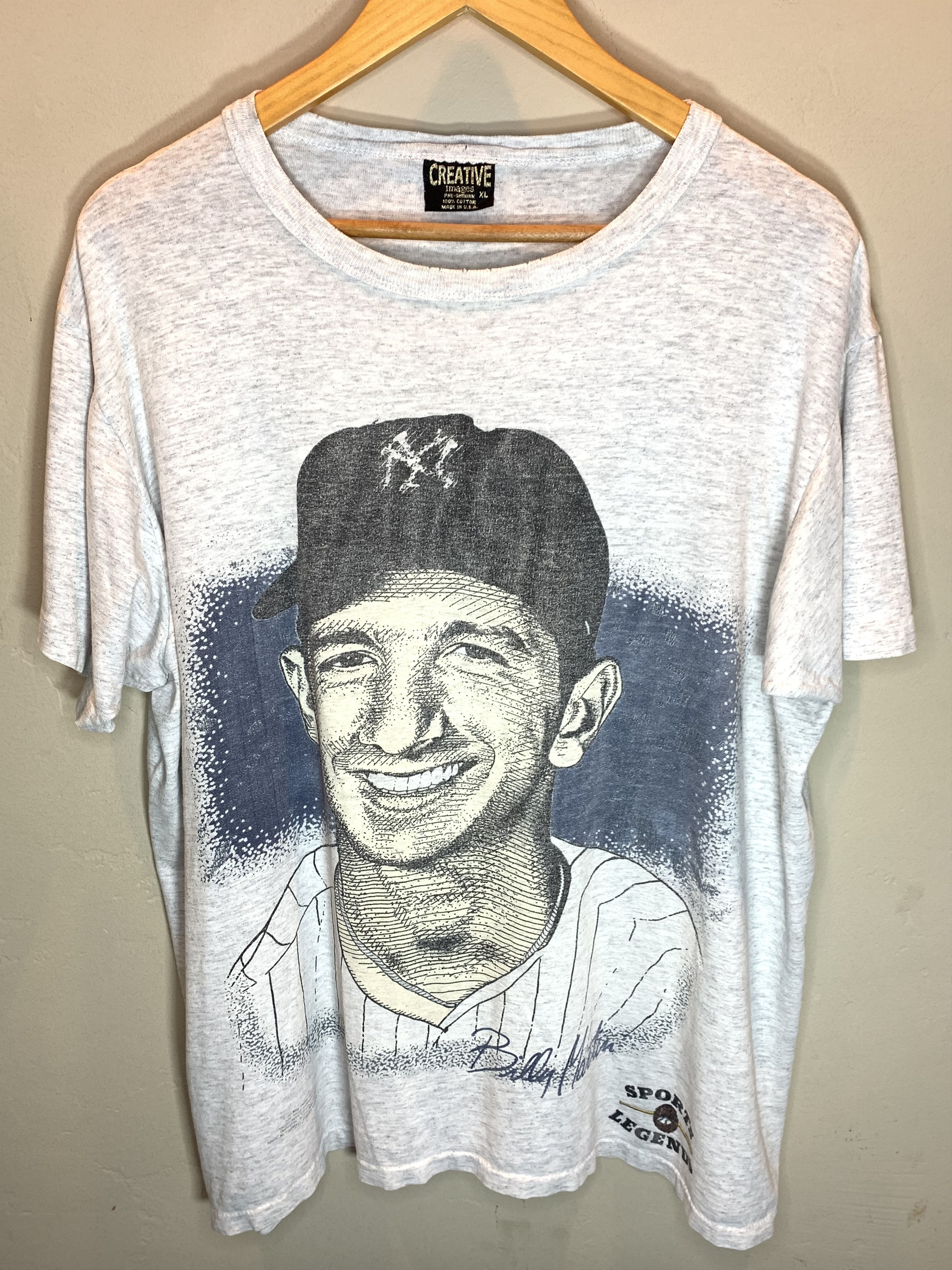 Vintage RARE Vintage Billy Martin NY Yankees Art Single Stitch Shirt Size US XL / EU 56 / 4 - 1 Thumbnail