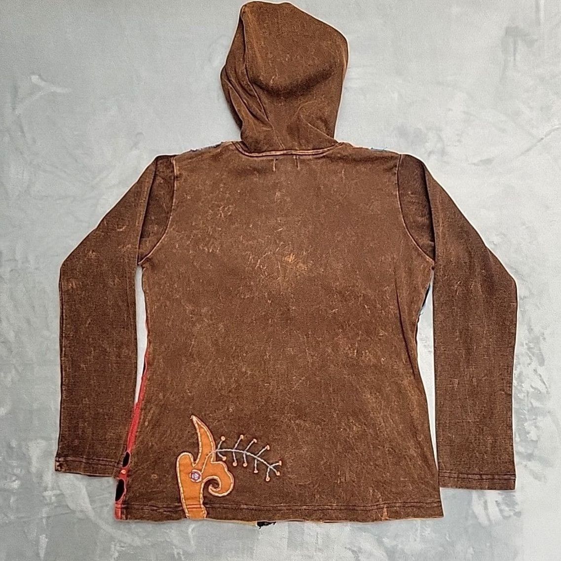Vintage Rising International Hoodie Women Large Brown Full Zip Patchwork Boho Hippie Size L / US 10 / IT 46 - 5 Thumbnail