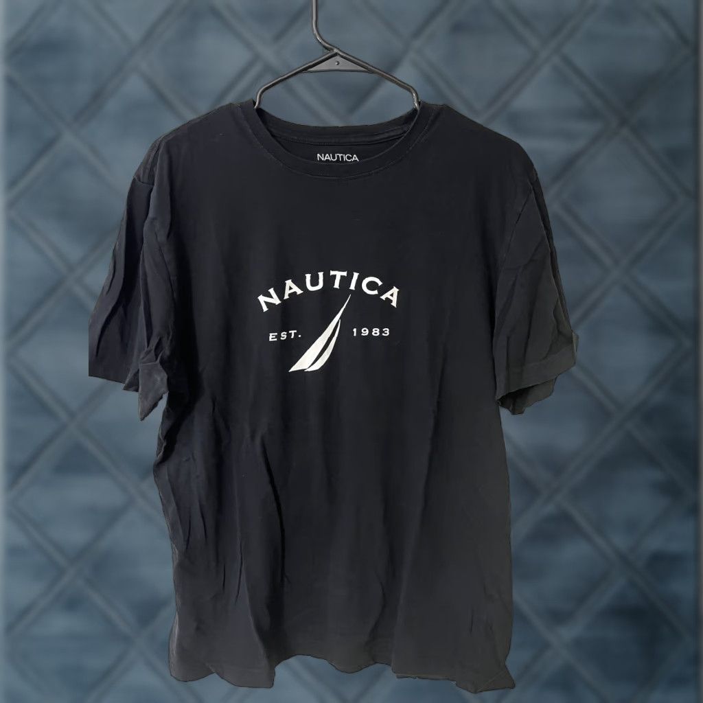 Nautica VINTAGE Nautica Shirt Men M Black Crew Neck Logo Short Sleeve Cotton 2000s American Sports - Mens Size US M / EU 48-50 / 2 - 1 Thumbnail