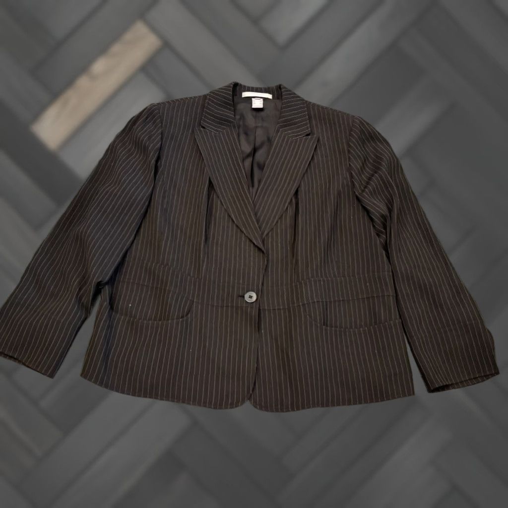 Ellen Tracy VINTAGE? No. Ellen Tracy Blazer Jacket Women 22 Black Pinstripe Button Career Office Size 3XL / US 20-22 - 1 Thumbnail