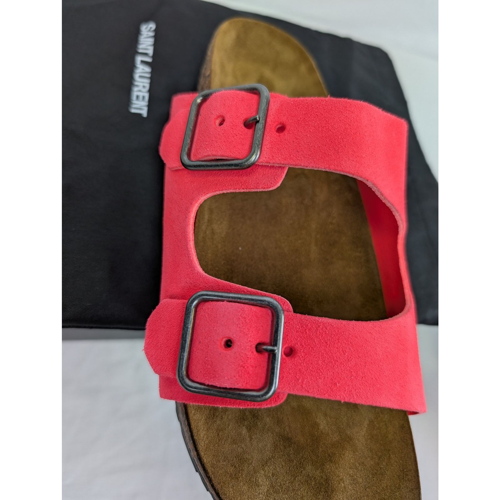 Saint Laurent Paris o1rshd1 Q:2 / Jimmy Double Buckle Slide Slipper Pink/Brown Size US 9 / EU 42 - 19 Thumbnail