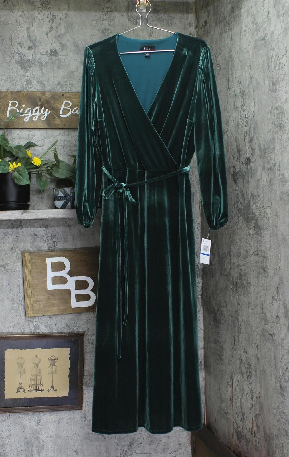 Other Nwt Msk Stretch Velvet Dress 93017220x Emerald Green Xl Size XL / US 12-14 / IT 48-50 - 1 Thumbnail