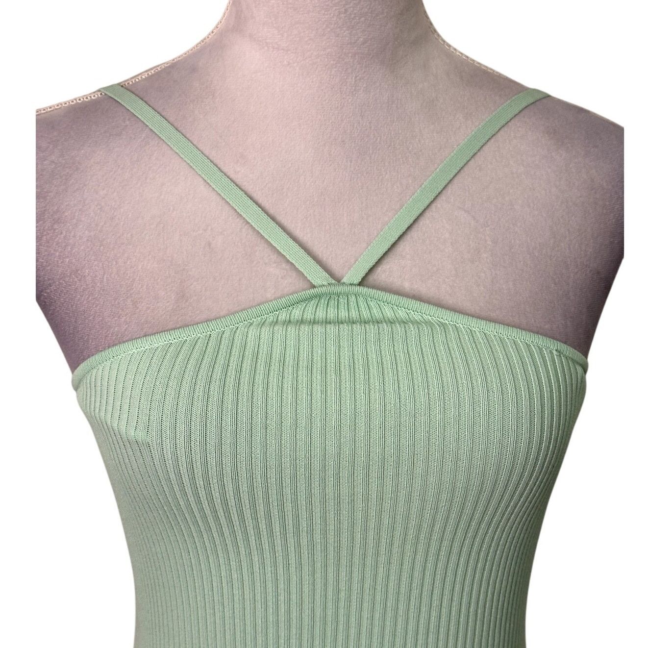 Other Vero Moda Top Helena Ribbed Cropped Halter Mint Green XS NWT Size XS / US 0-2 / IT 36-38 - 3 Thumbnail