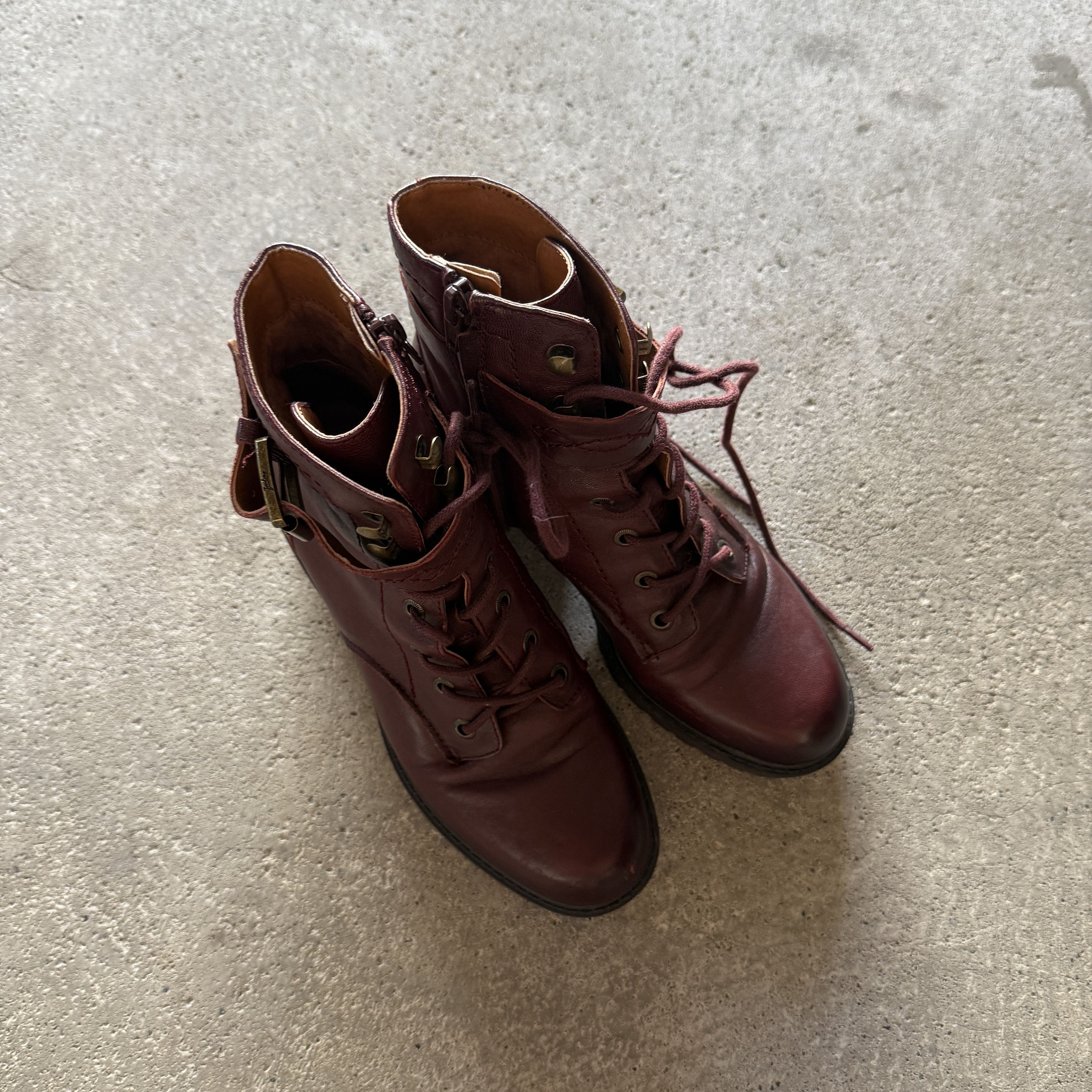 Other vintage burgundy red leather platform boots Size US 7 / IT 37 - 2 Thumbnail