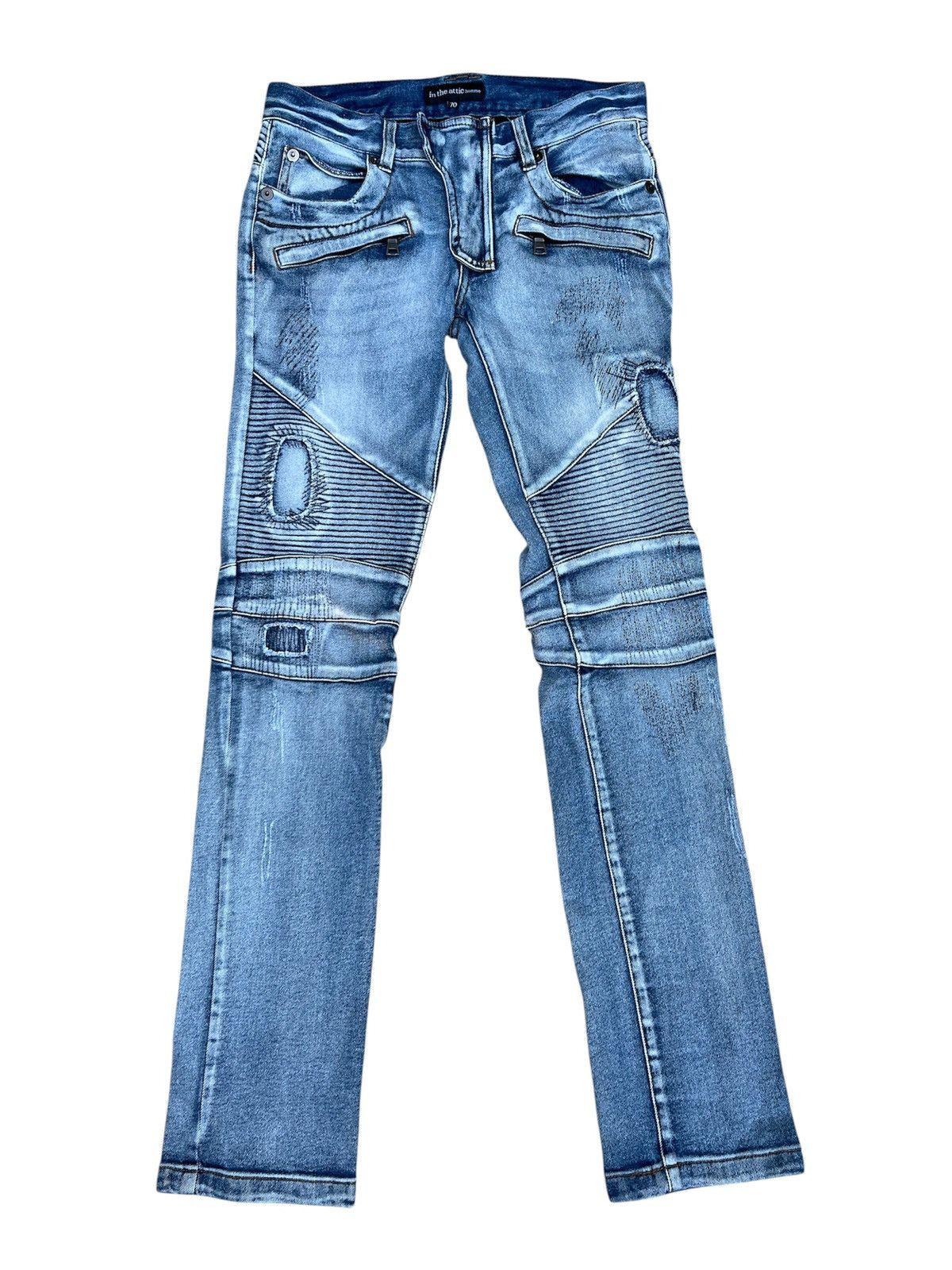 In The Attic Homme Moto Distressed Denim Jeans Y2K Japan