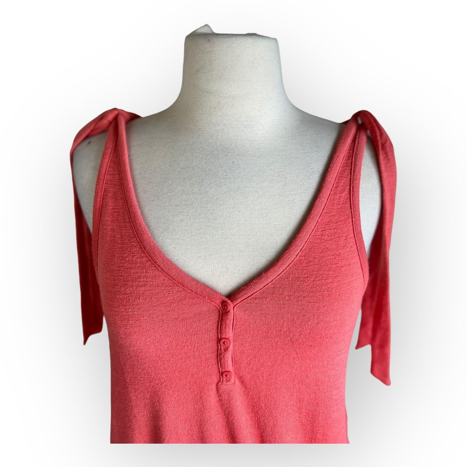 Gap GAP Softspun Tie Strap Tank Top Coral Wite Tag Vintage Size S / US 4 / IT 40 - 4 Thumbnail