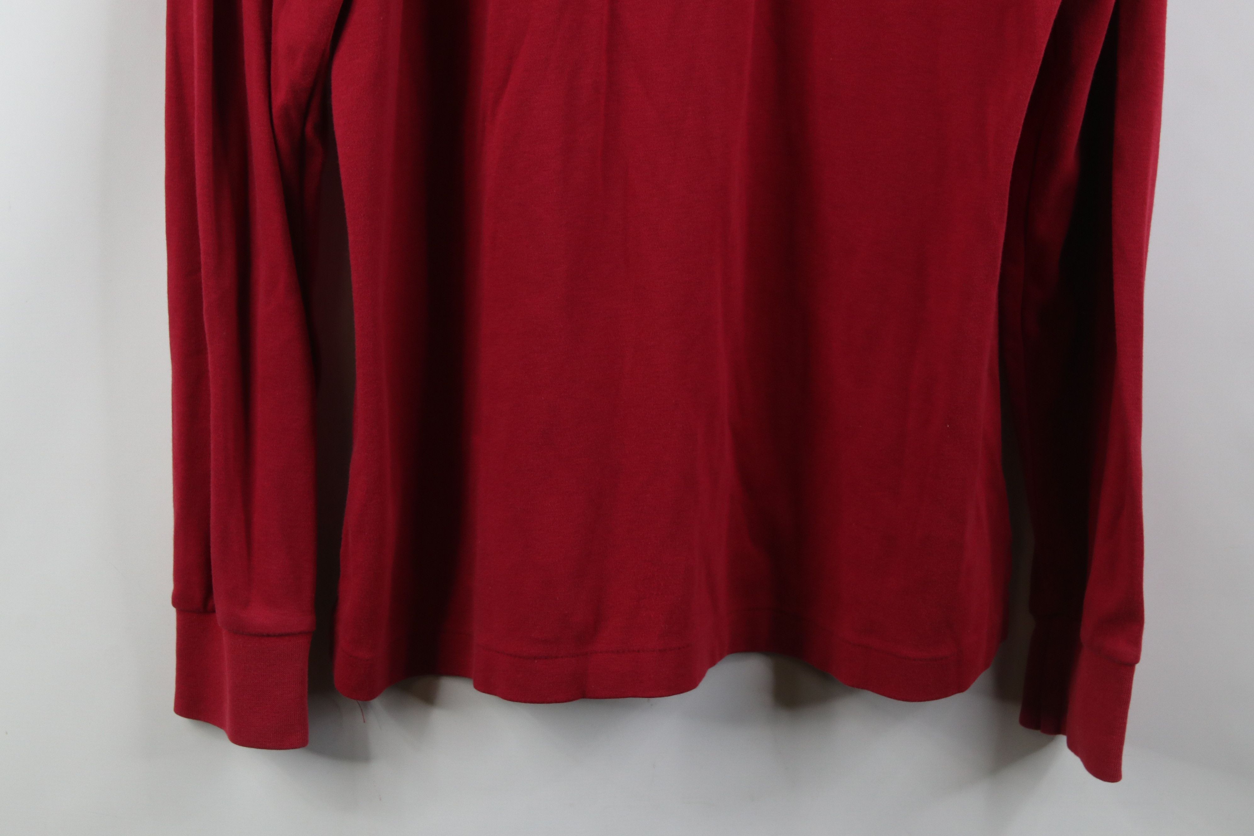 Lands' End Vintage 90s Lands End Soft Cotton Long Sleeve Polo Shirt Red Size US L / EU 52-54 / 3 - 3 Thumbnail