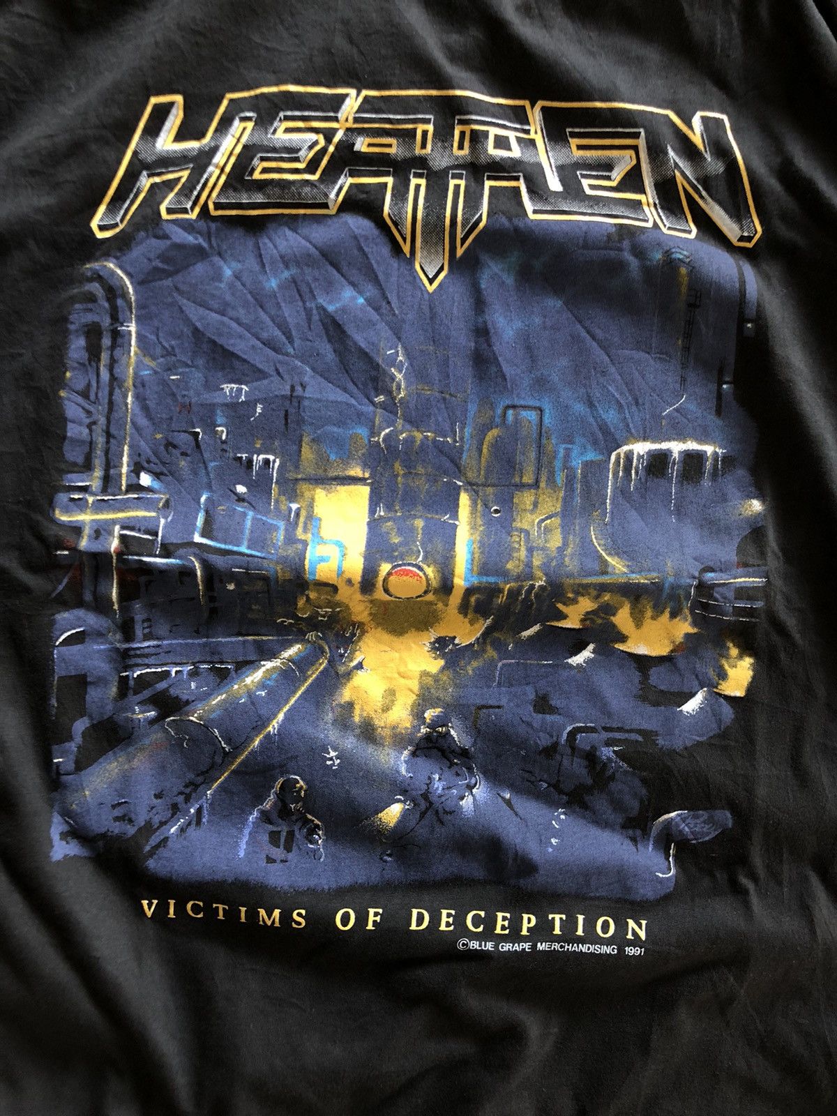 Band Tees × Vintage VTG HEATHEN “VICTIMS OF DECEPTION EUROPAN TOUR 1991 Size US L / EU 52-54 / 3 - 3 Thumbnail