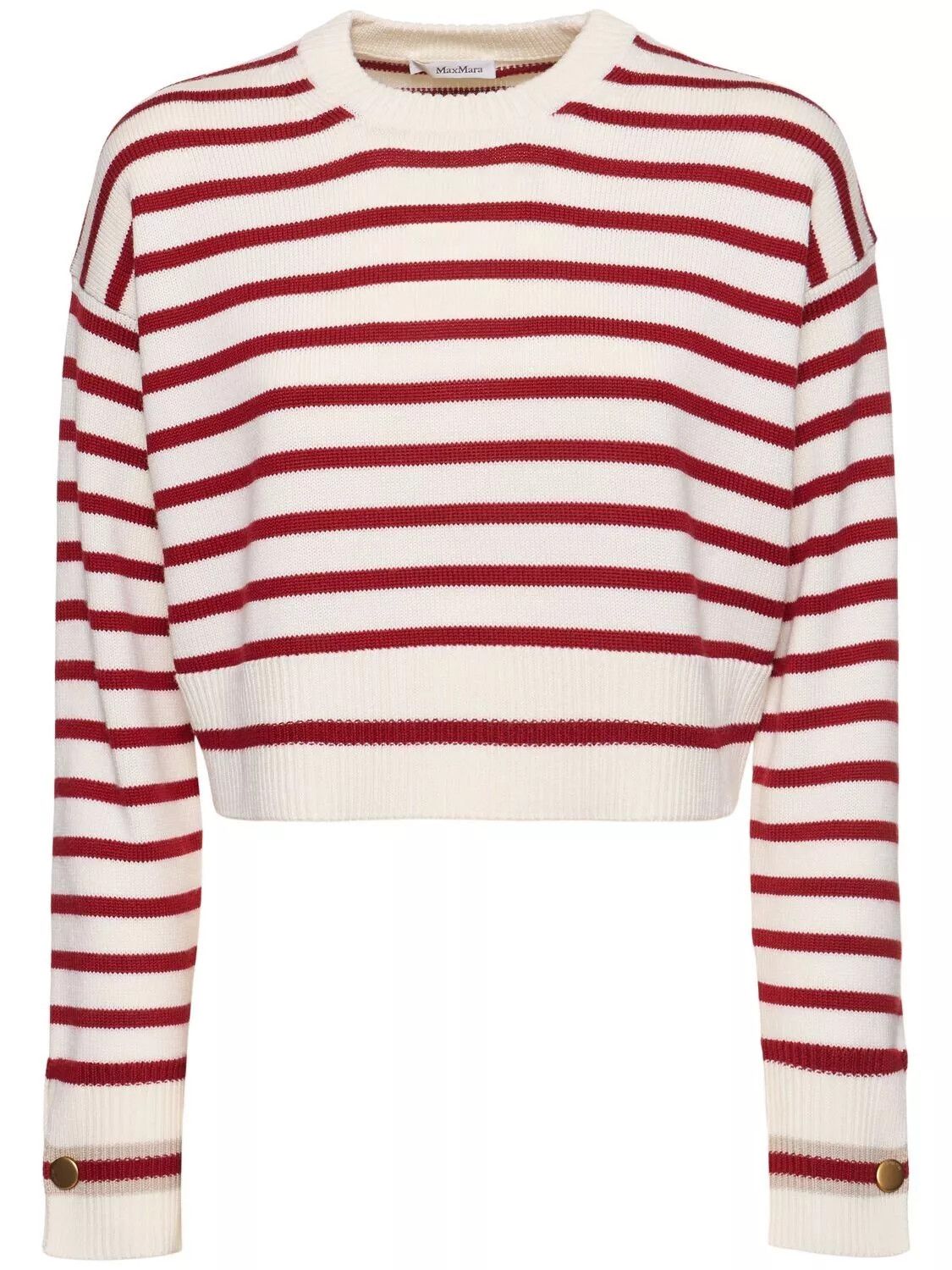 Max Mara MAX MARA Dorote White Cropped Wool Jumper New Authentic Size XXL / US 16-18 / IT 52-54 - 1 Thumbnail