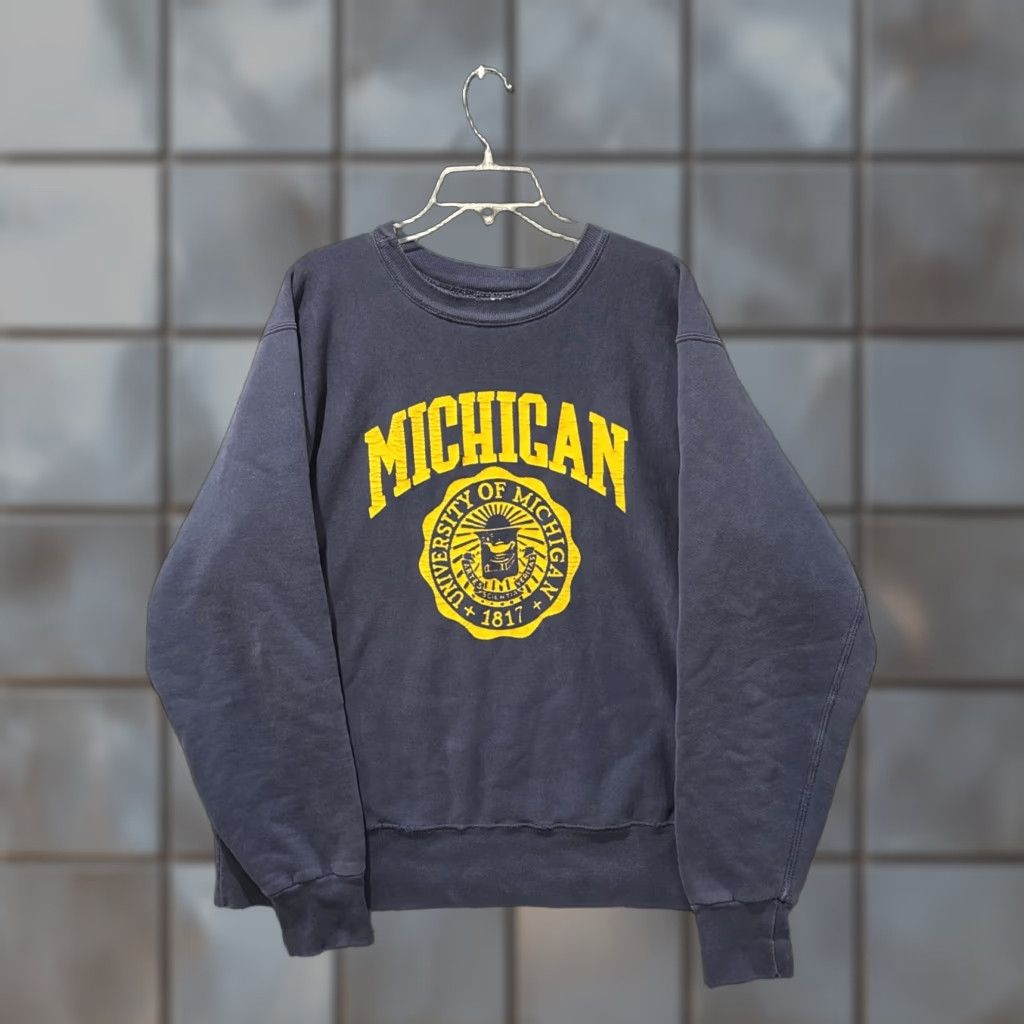 Soffe VINTAGE Soffe University Crewneck Sweatshirt L Men Blue 80’s Reverse Weave Reversible Michigan College pullover Mens Size US L / EU 52-54 / 3 - 1 Thumbnail