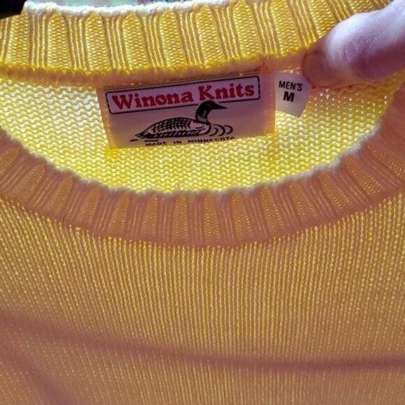 Vintage Winona Knits Sz. M Yellow w/ Accent Stripe Long Sleeve Sweat Size M / US 6-8 / IT 42-44 - 3 Thumbnail