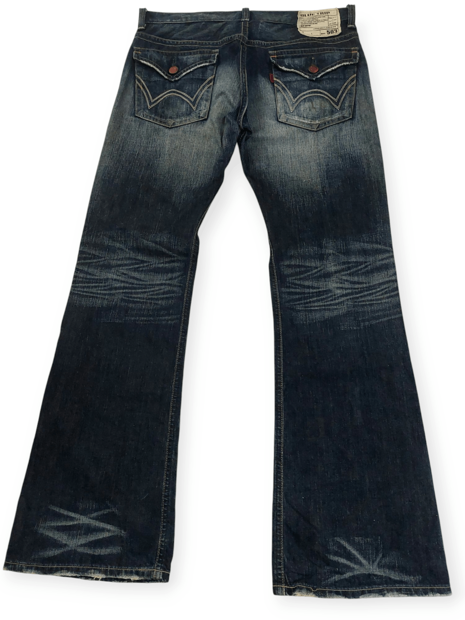 Edwin Edwin Blue Trip 503 Ripped Mudmax Flare Denim Size US 35 - 13 Thumbnail