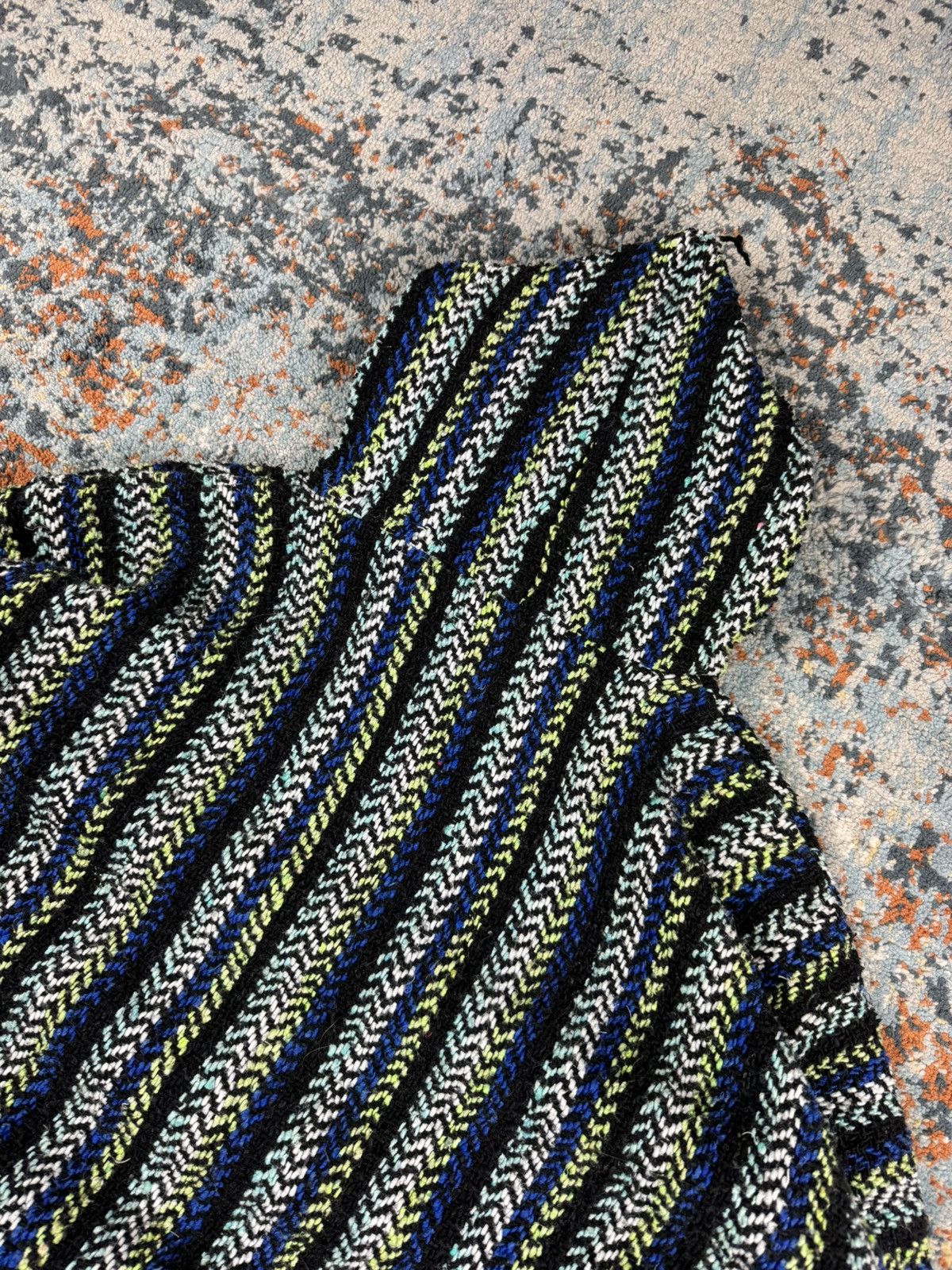 Handmade × Vintage Vintage 90s made in Mexico Baja drug rug hoodie boho rasta Size US S / EU 44-46 / 1 - 5 Thumbnail