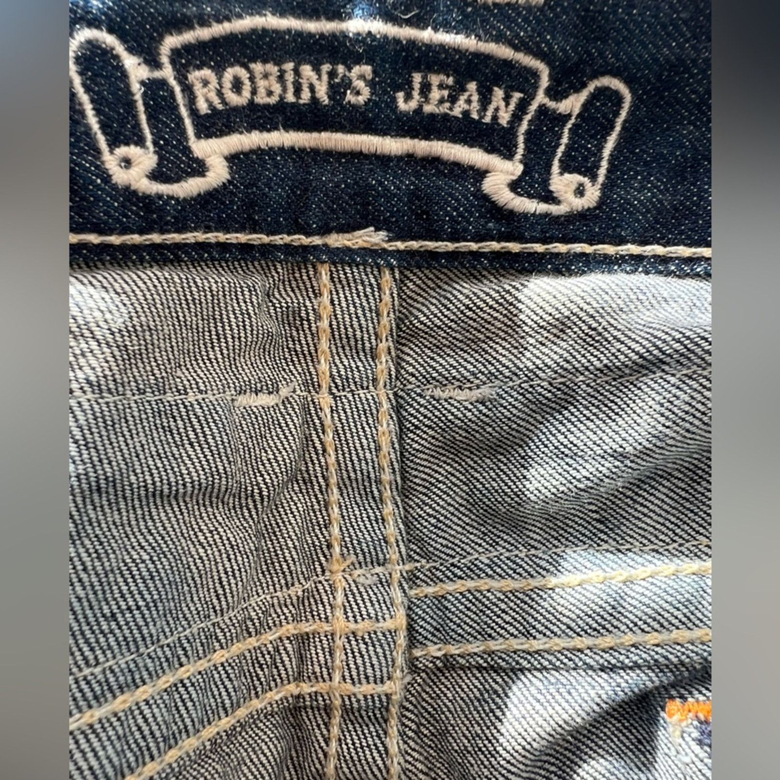 Robins Jeans Robin's Jean Blue Double Front Cross 42 Made in USA Rare 34 Size US 42 / EU 58 - 11 Thumbnail