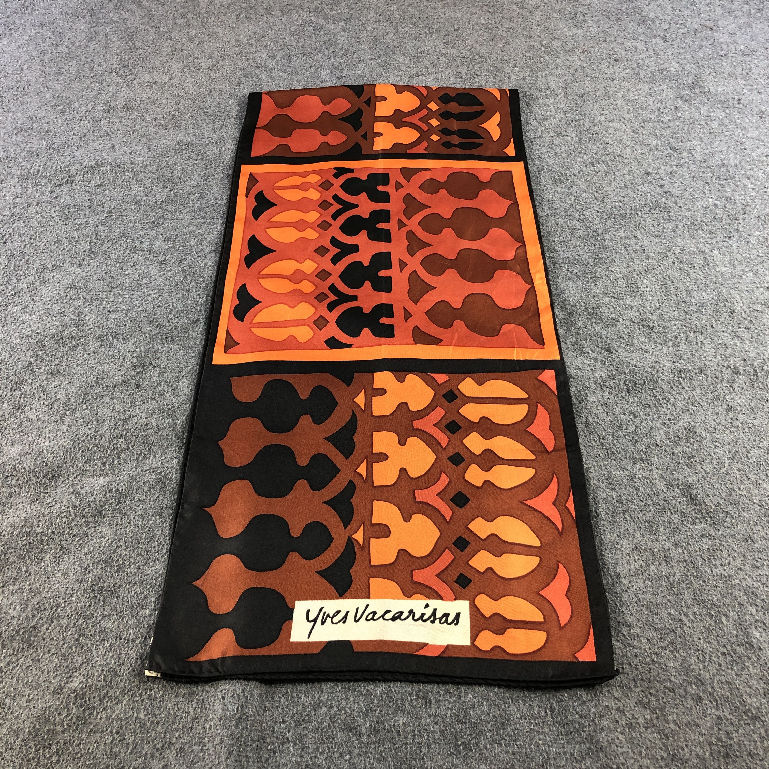 Vintage Yves Vacarisas Abstract Silk Stole Silk Scarf M1392 Size ONE SIZE - 2 Thumbnail