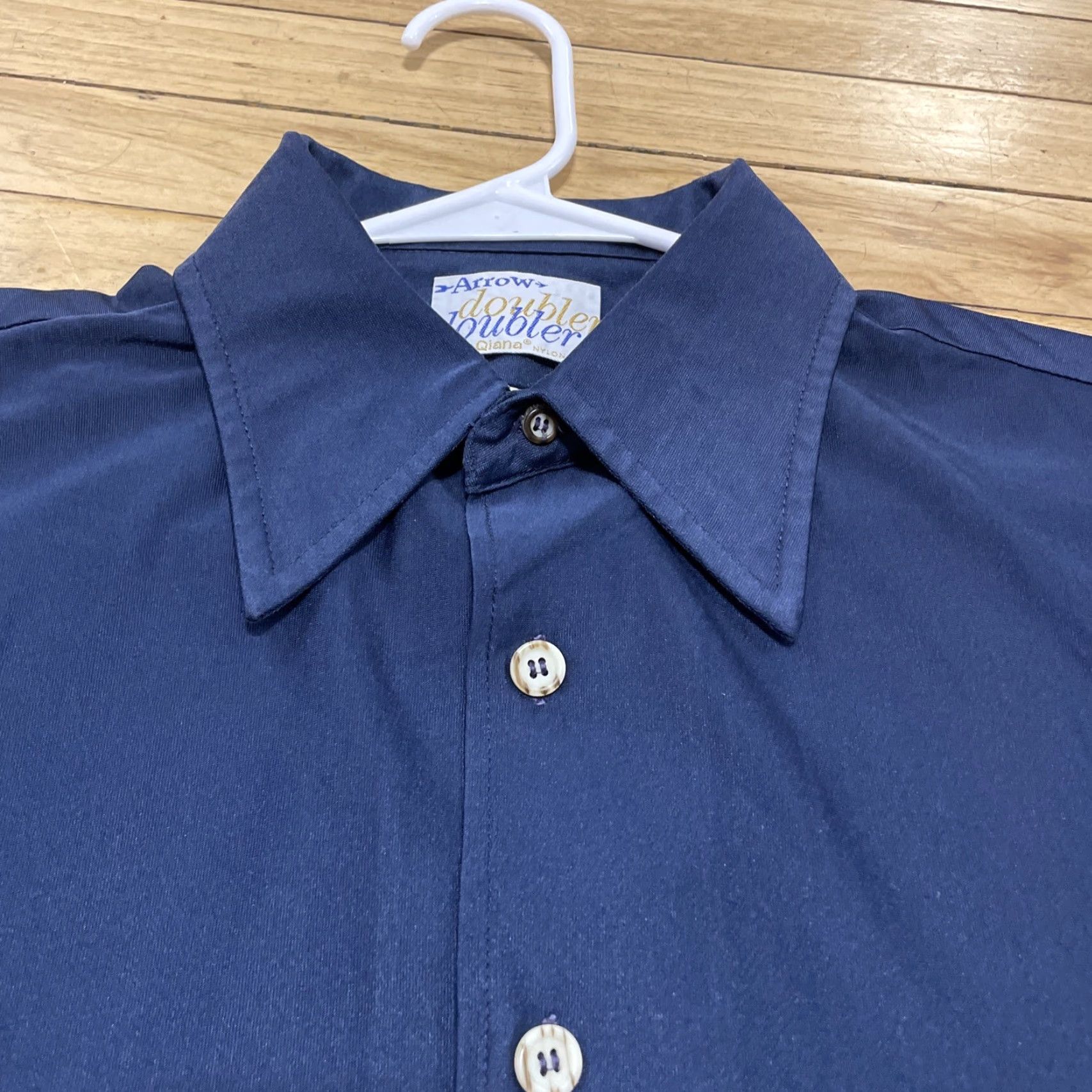 Arrow VINTAGE Arrow Shirt Doubler Polyester Saturday Night Fever Disco Large Mens 16.5 35 Blue 1970s Shirt Mens 16.5 35 Size US L / EU 52-54 / 3 - 2 Thumbnail