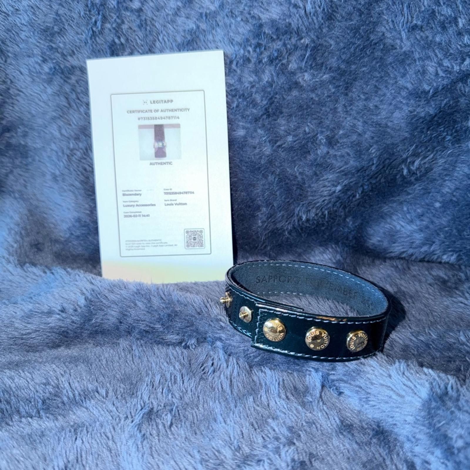 Louis Vuitton LOUIS VUITTON Vintage Teal Vernis Damier Leather Bracelet Size ONE SIZE - 1 Preview