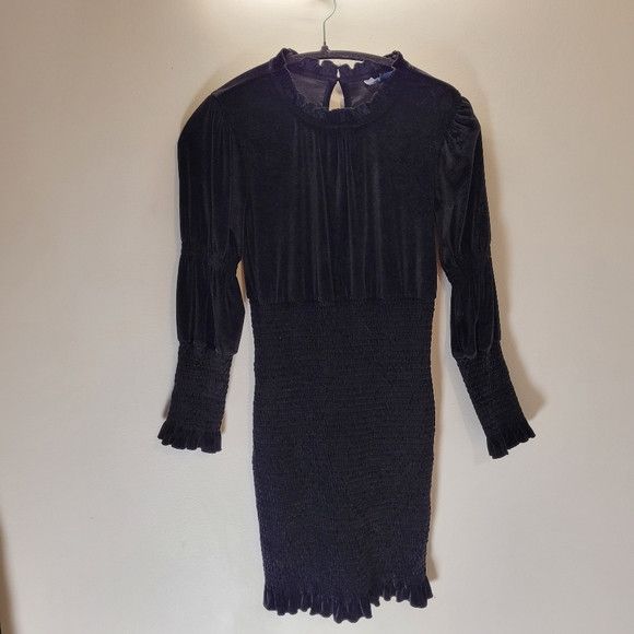 French Connection French Connection Sula Velvet Jersey Mini Black Dress - S Size S / US 4 / IT 40 - 2 Thumbnail